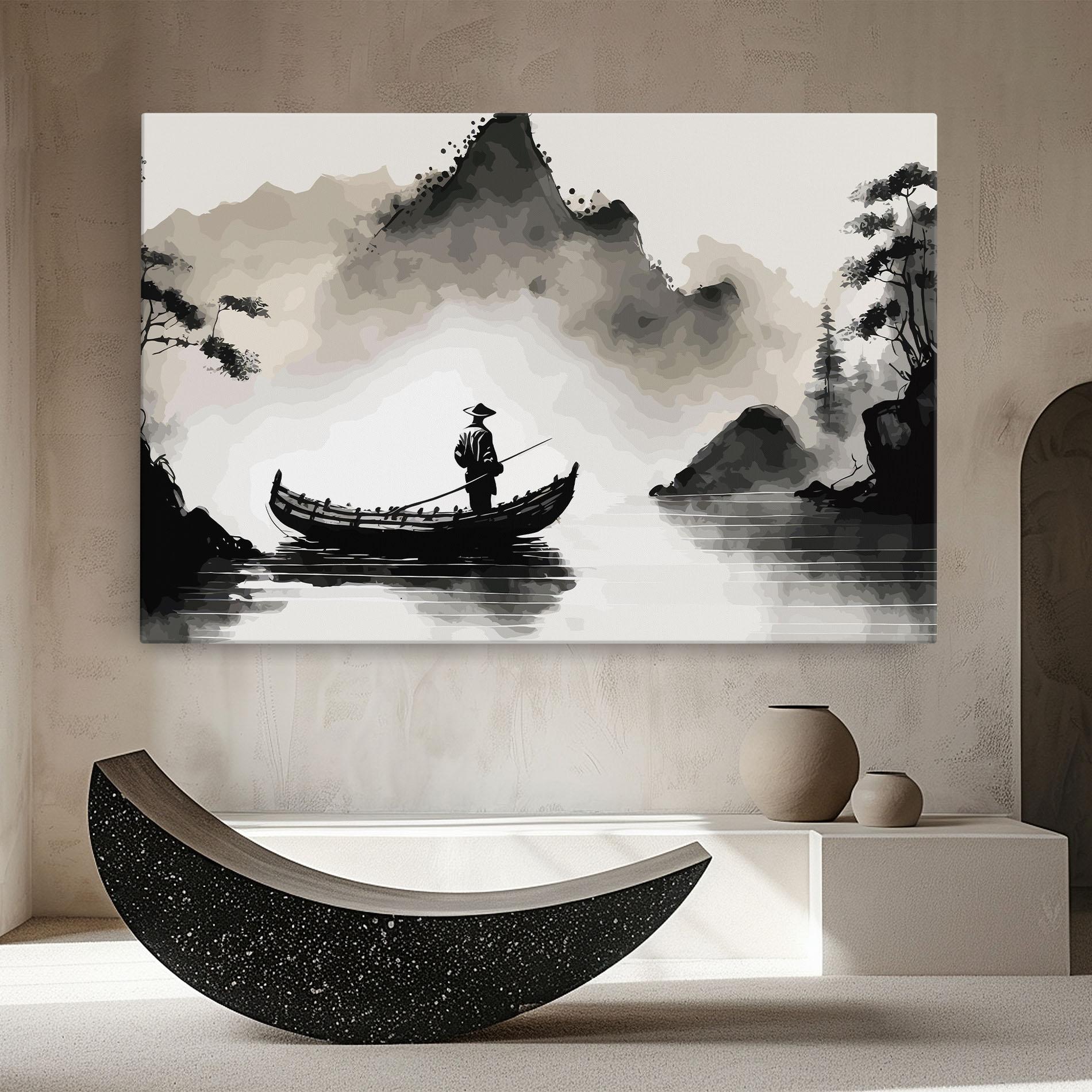 Tablou Canvas Black Ink Boat mockup 8