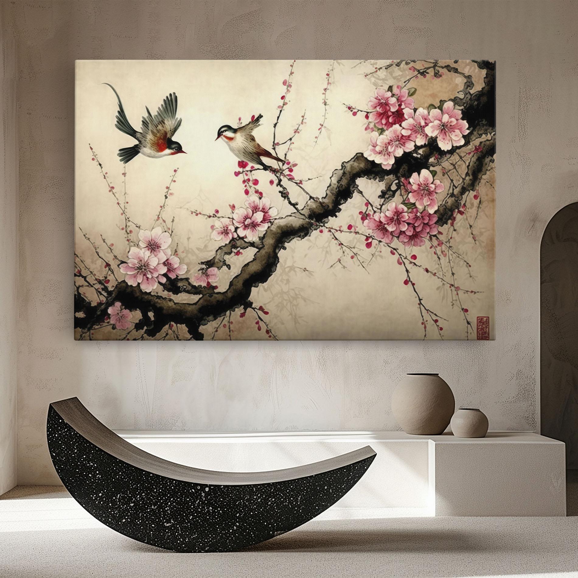 Tablou Canvas Cherry Blossom Birds mockup 8