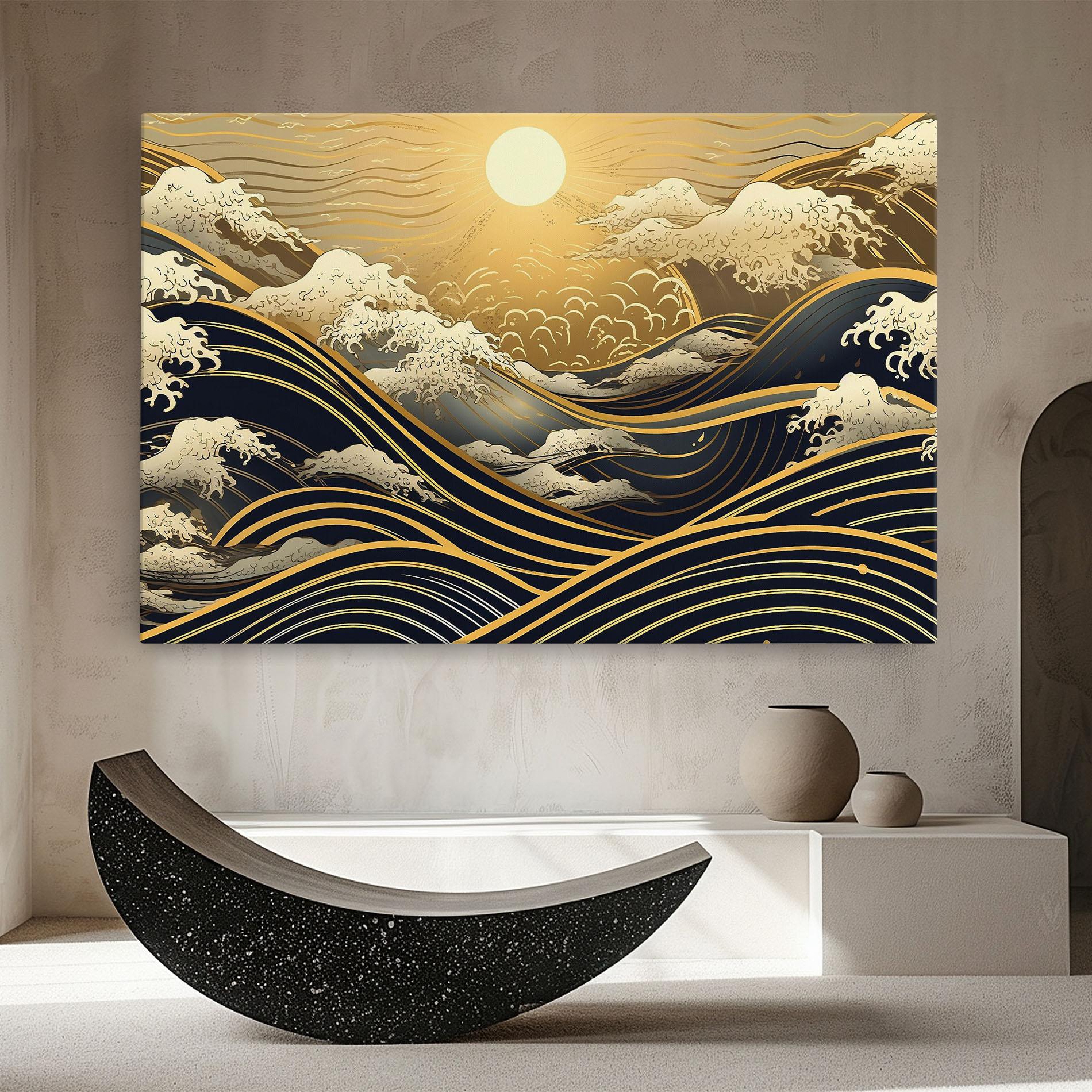 Tablou Canvas Gold Waves Landscape mockup 8
