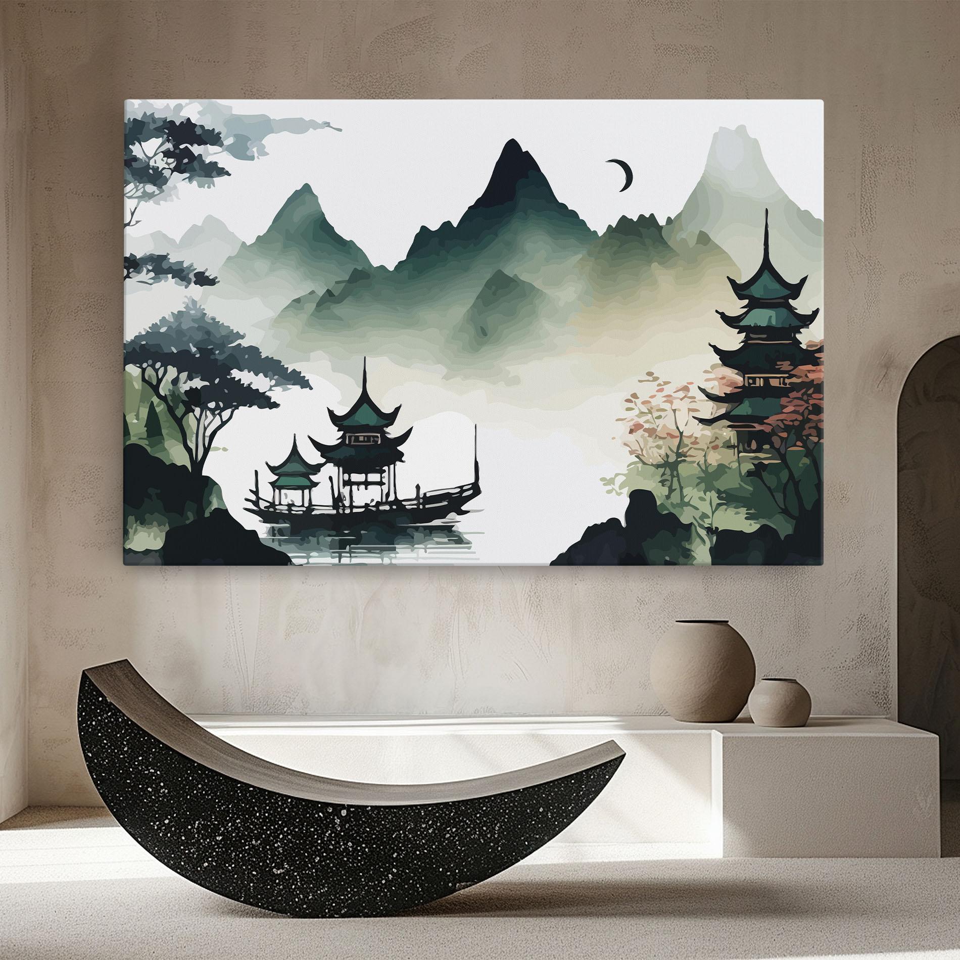 Tablou Canvas Green Mountain Moon mockup 8