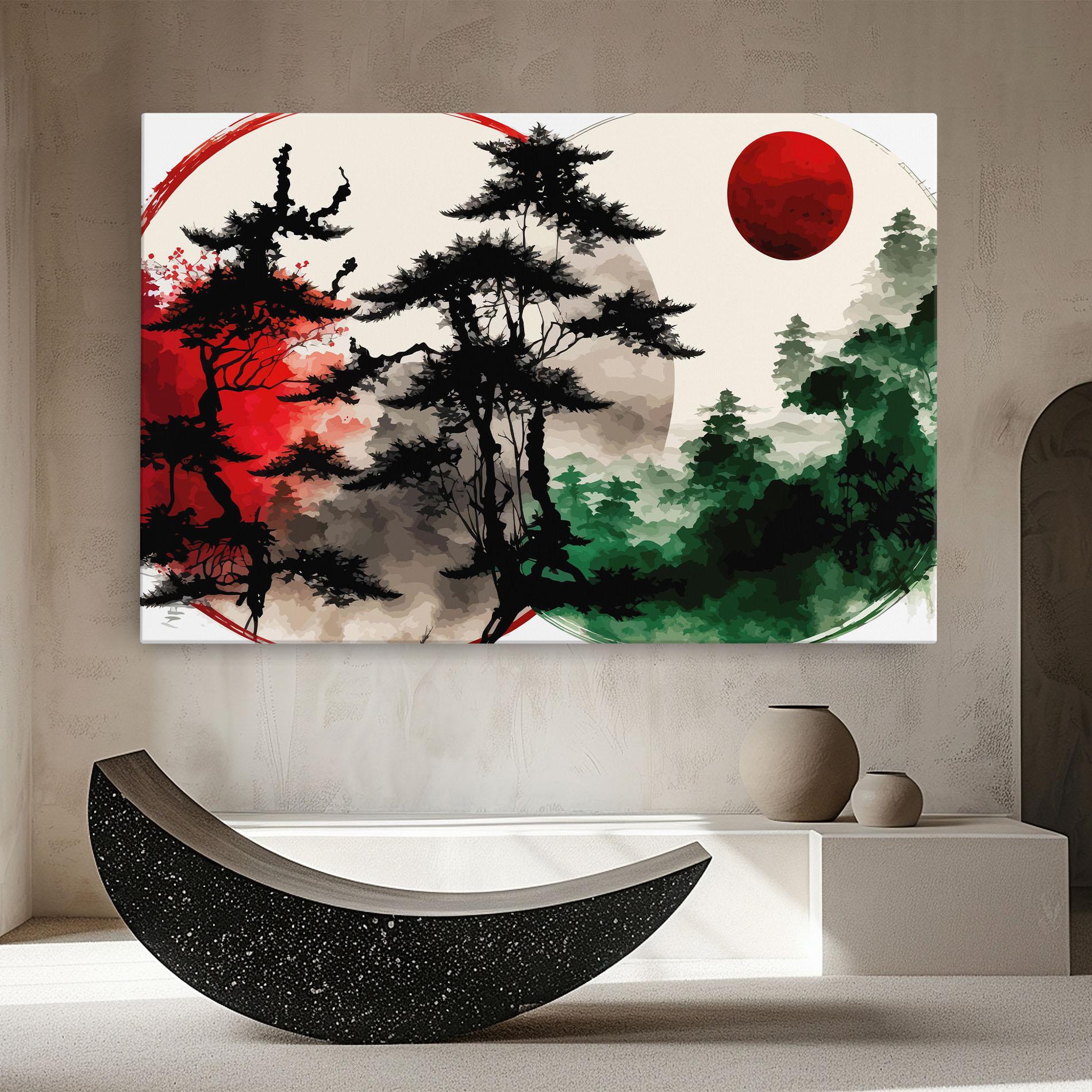 Tablou Canvas Green Red Tree Art mockup 8