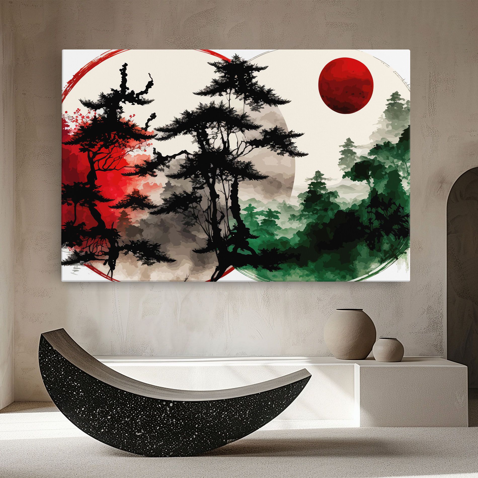 Green Red Tree Art mockup 8