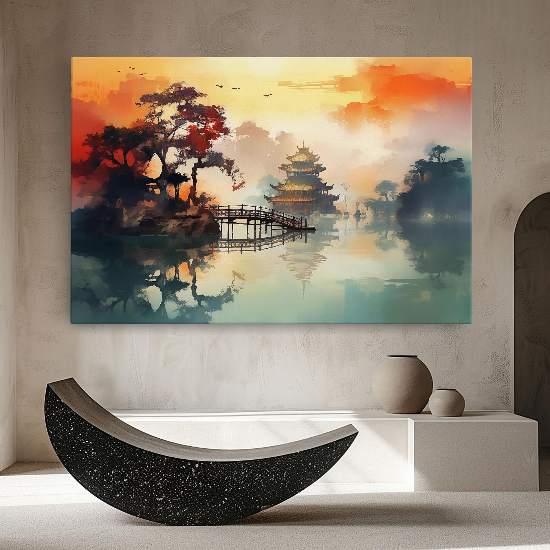 Tablou Canvas Sunset Fog Water mockup 8