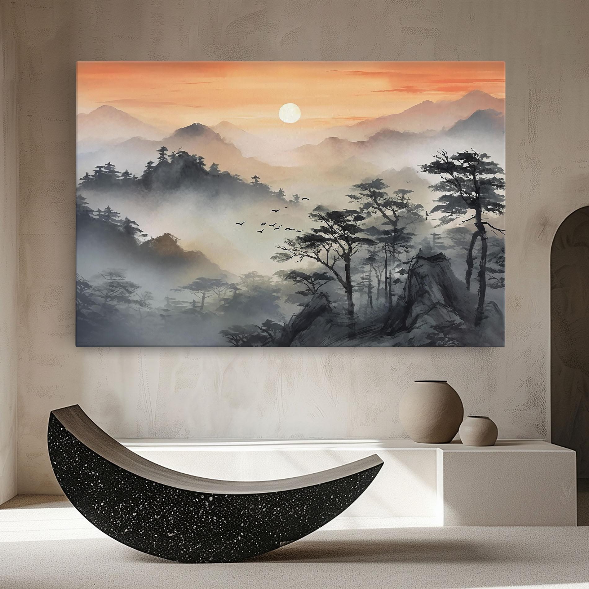 Tablou Canvas Sunset Fog mockup 8