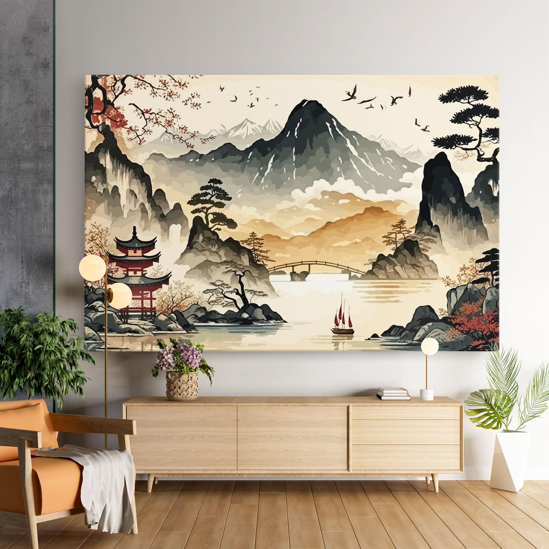 Tablou Canvas Asian Mountain View mockup 9