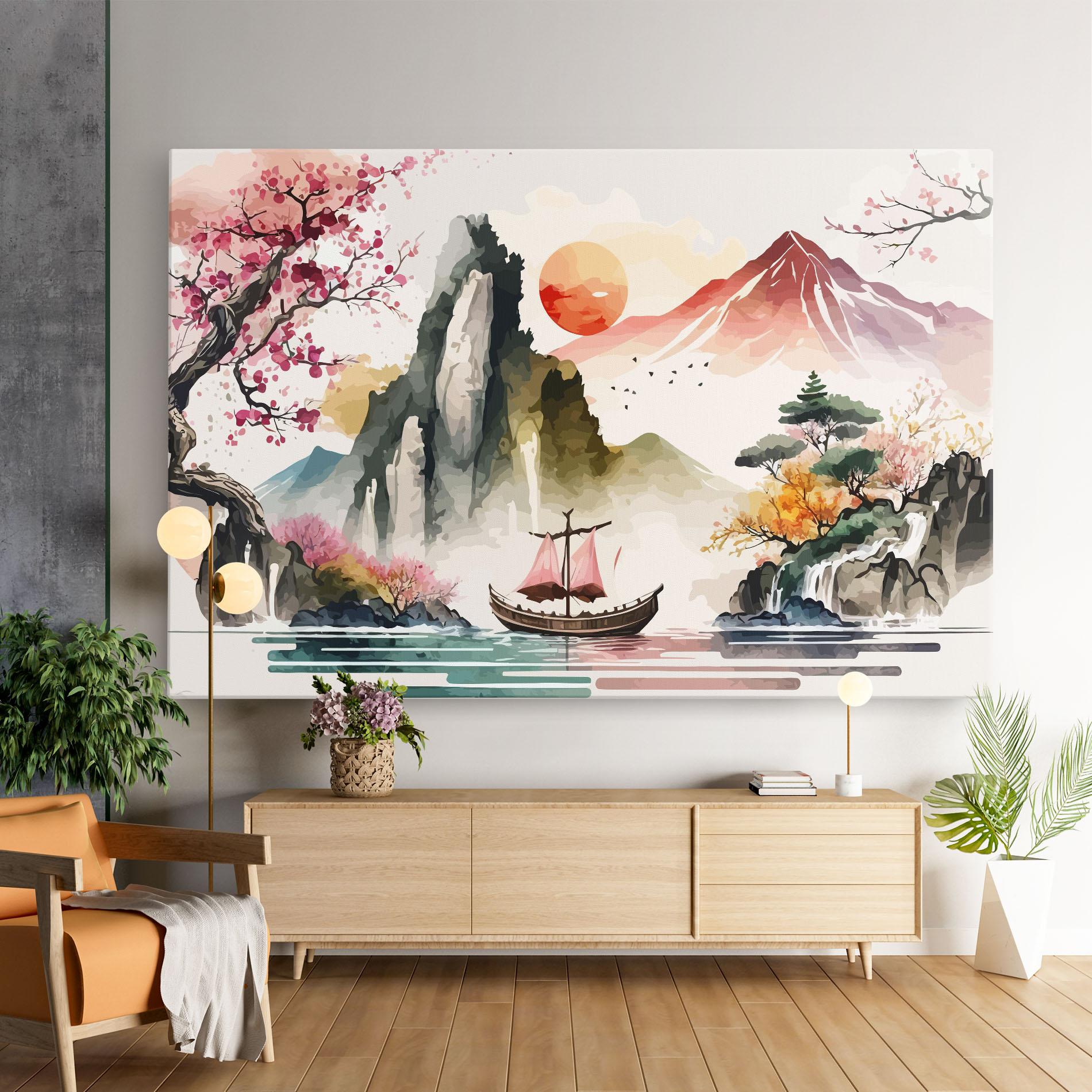 Tablou Canvas Asian Orange Sunset mockup 9