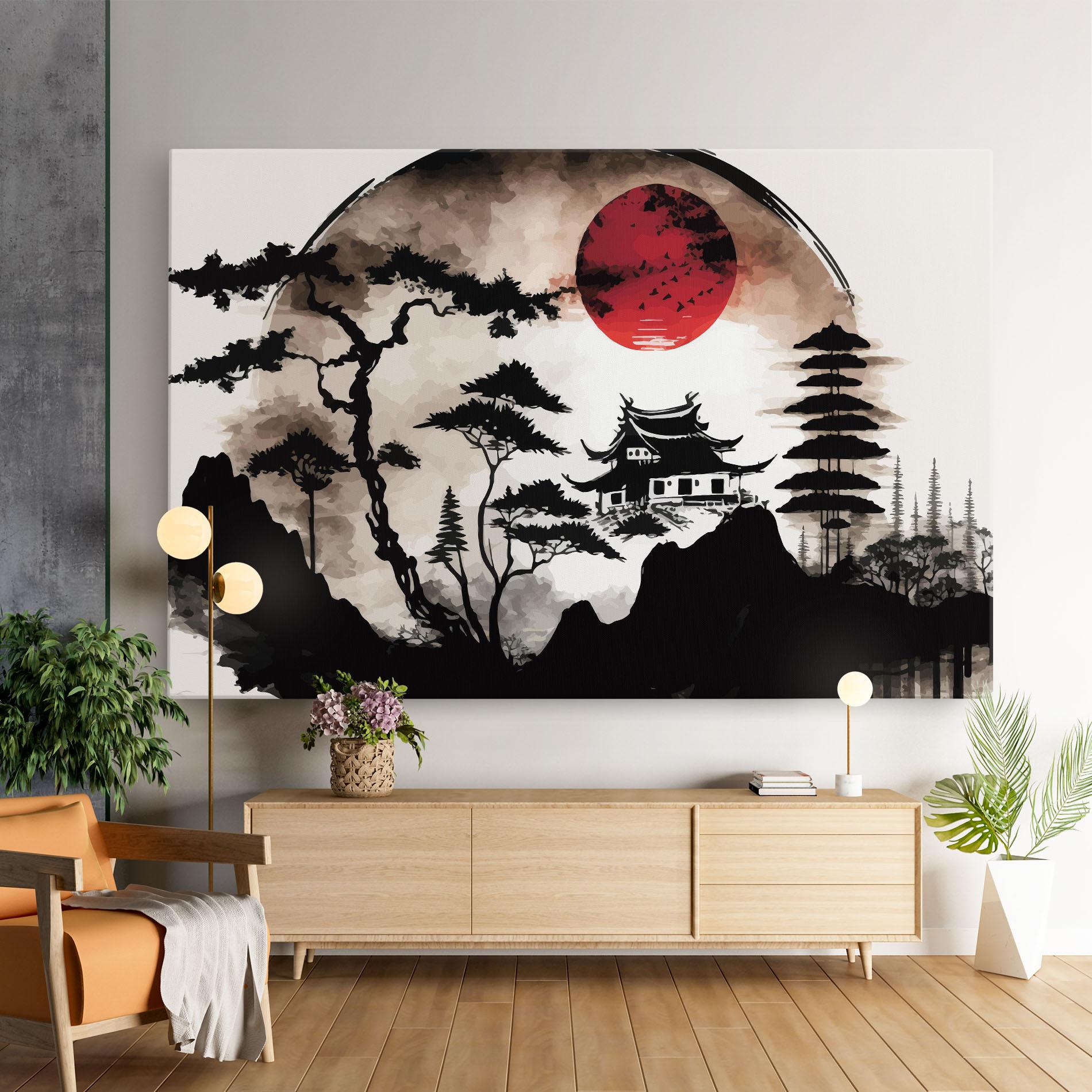 Tablou Canvas Asian Red Moon mockup 9