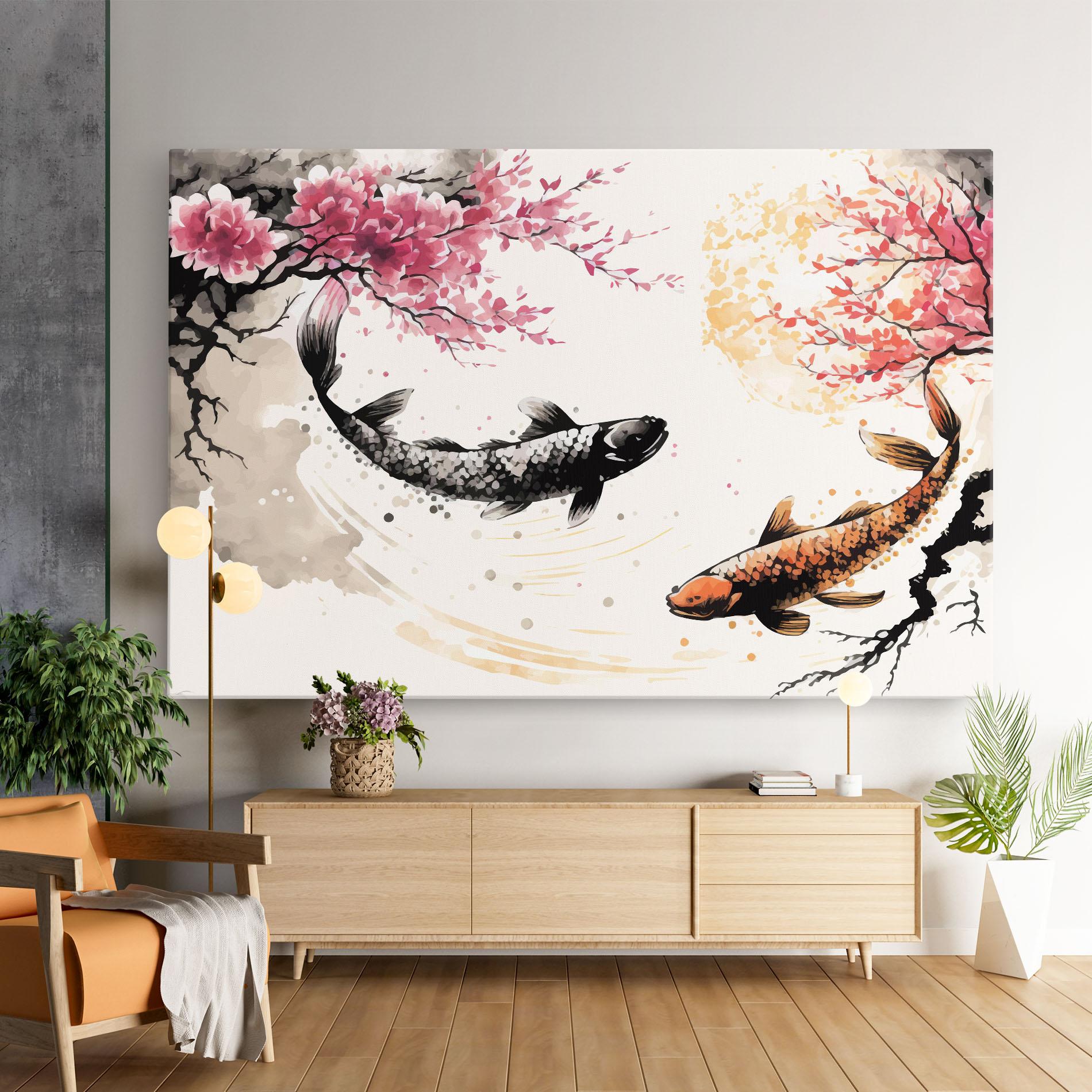 Tablou Canvas Asiatic Flower Fish mockup 9