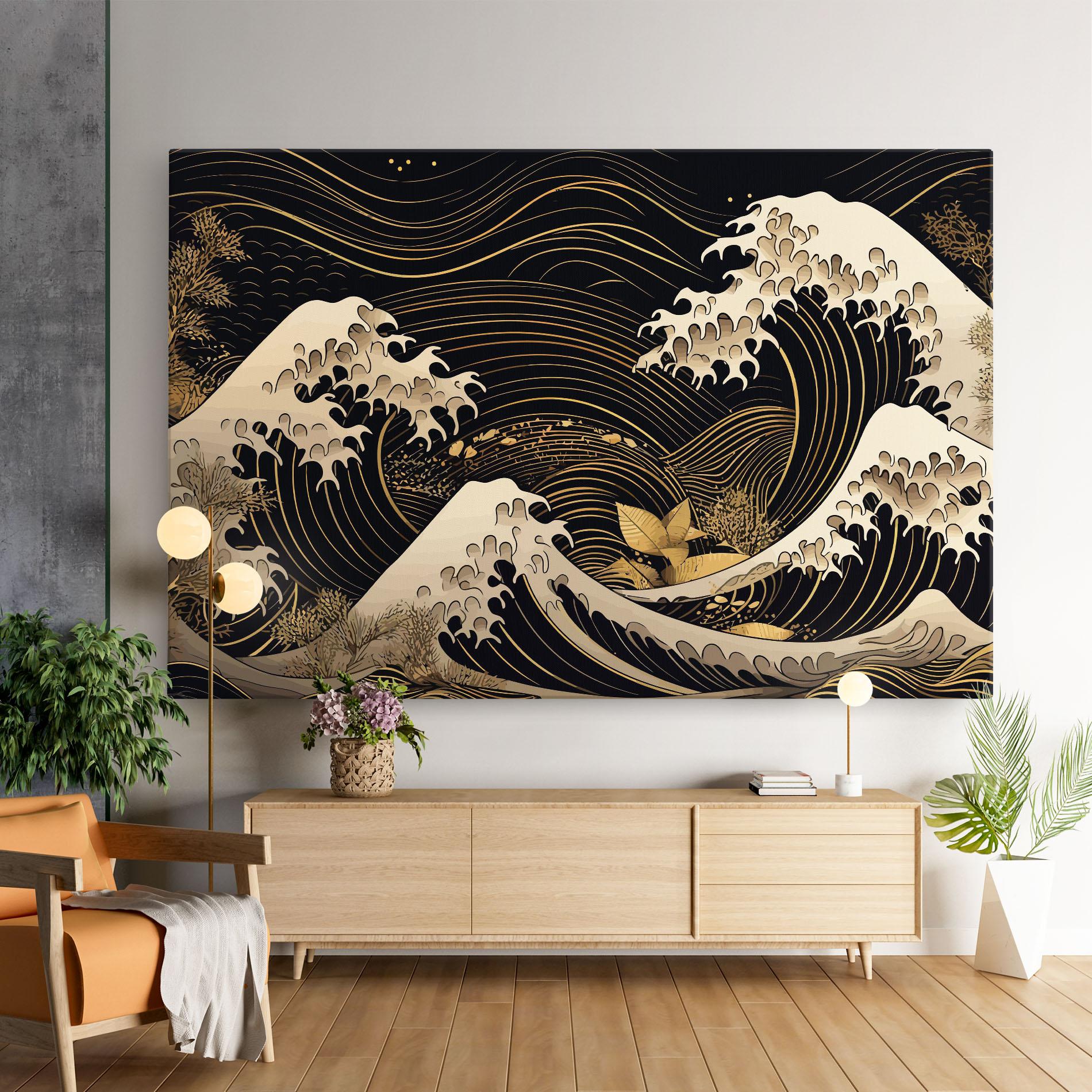 Tablou Canvas Asiatic Gold Wave mockup 9