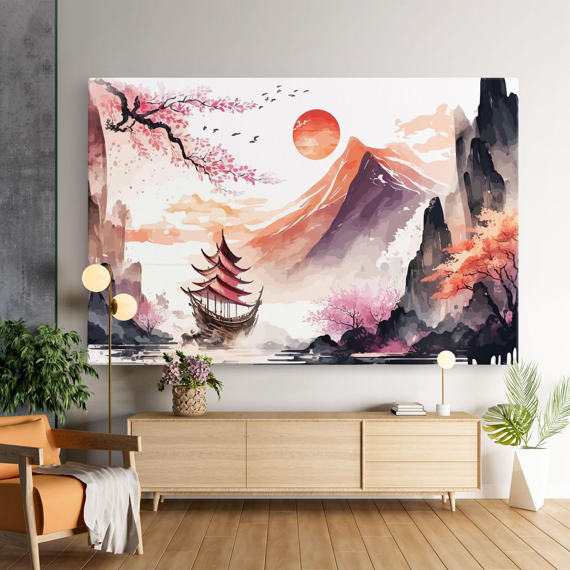 Tablou Canvas Asiatic Purple Mountain mockup 9