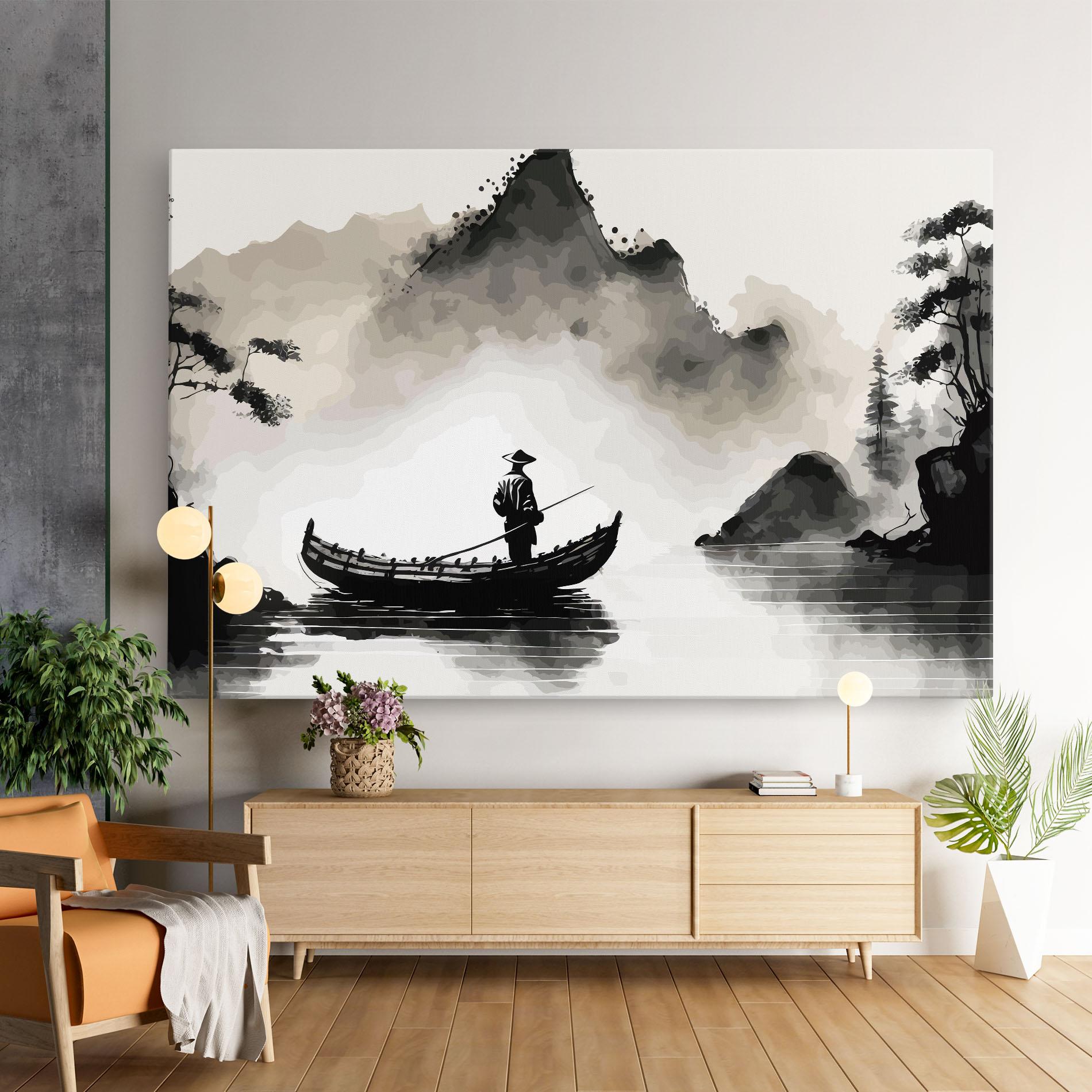 Tablou Canvas Black Ink Boat mockup 9