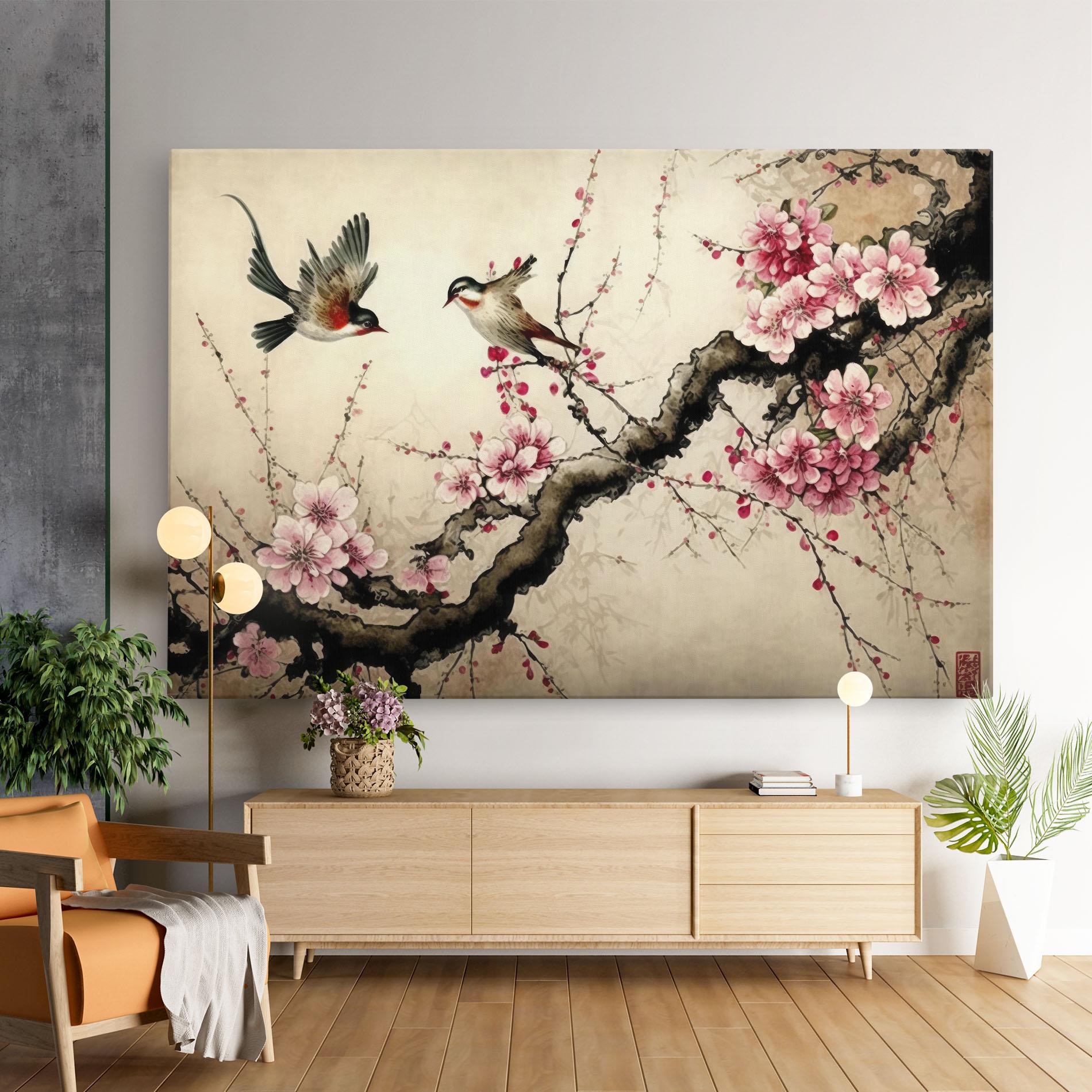 Tablou Canvas Cherry Blossom Birds mockup 9