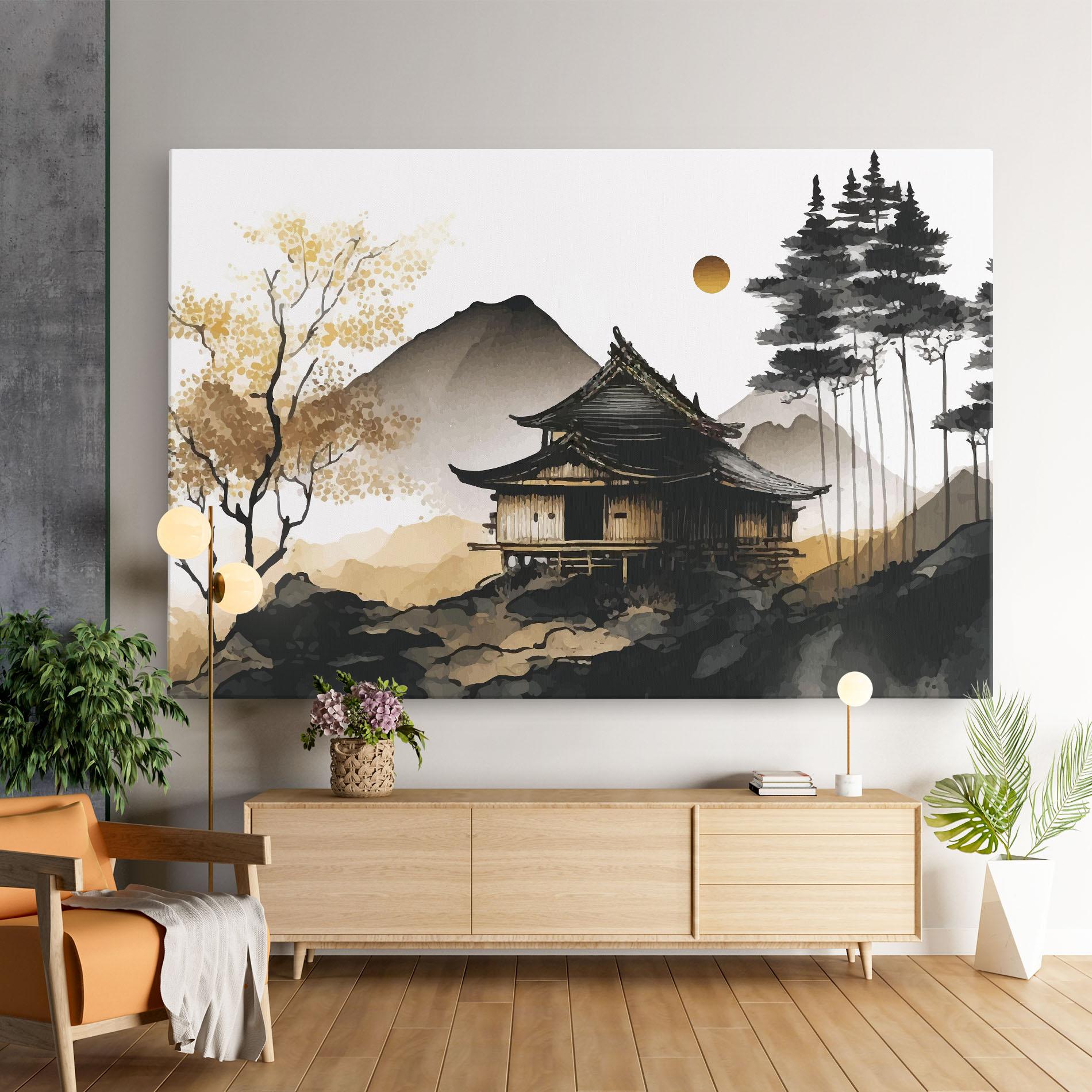 Tablou Canvas Gold Japanese Temple mockup 9
