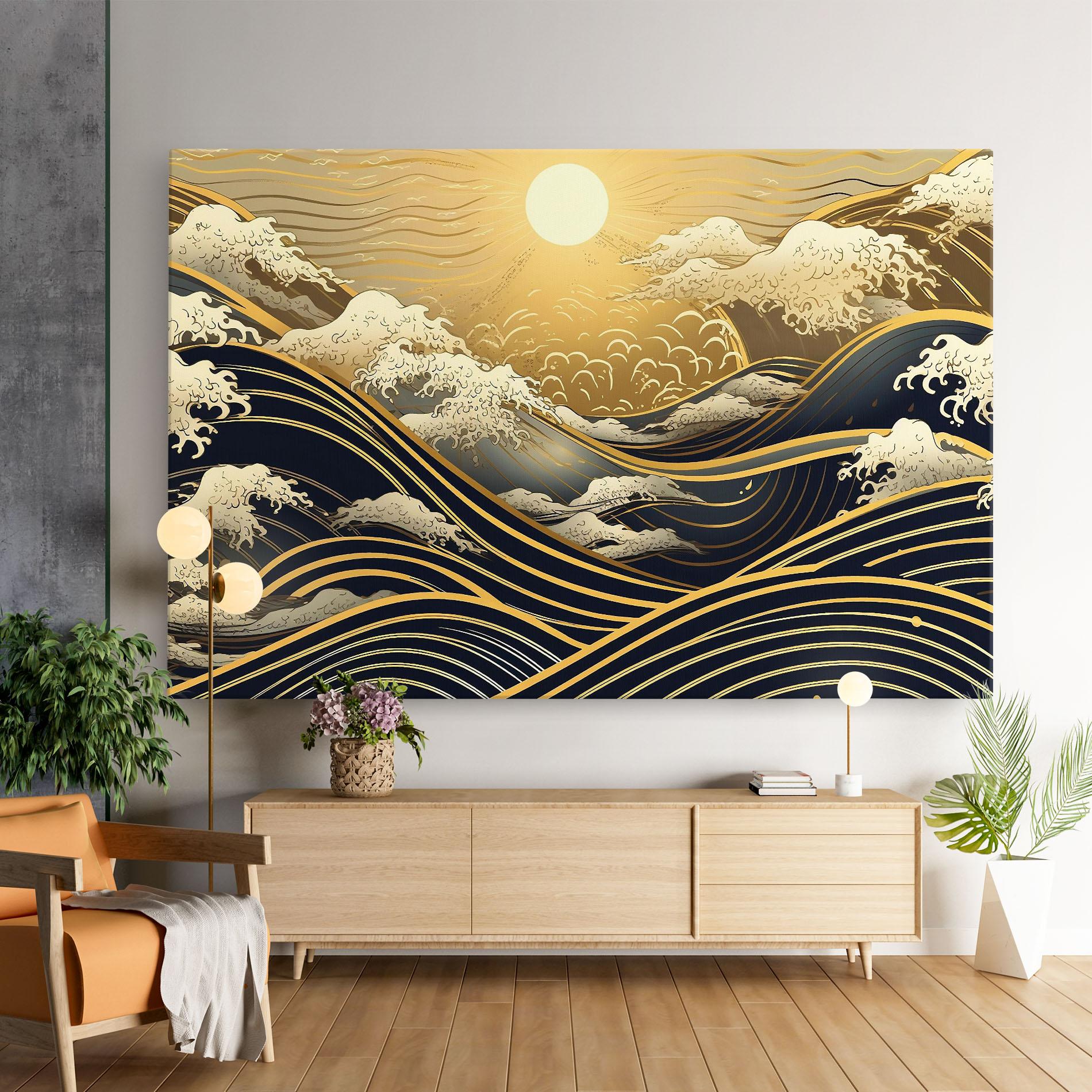 Tablou Canvas Gold Waves Landscape mockup 9