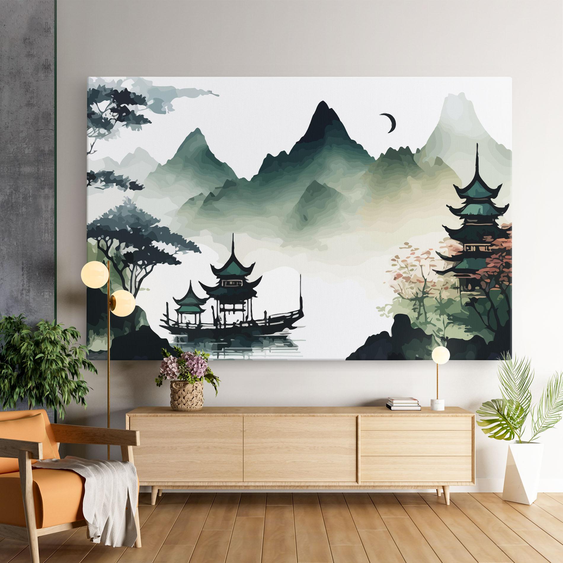 Tablou Canvas Green Mountain Moon mockup 9