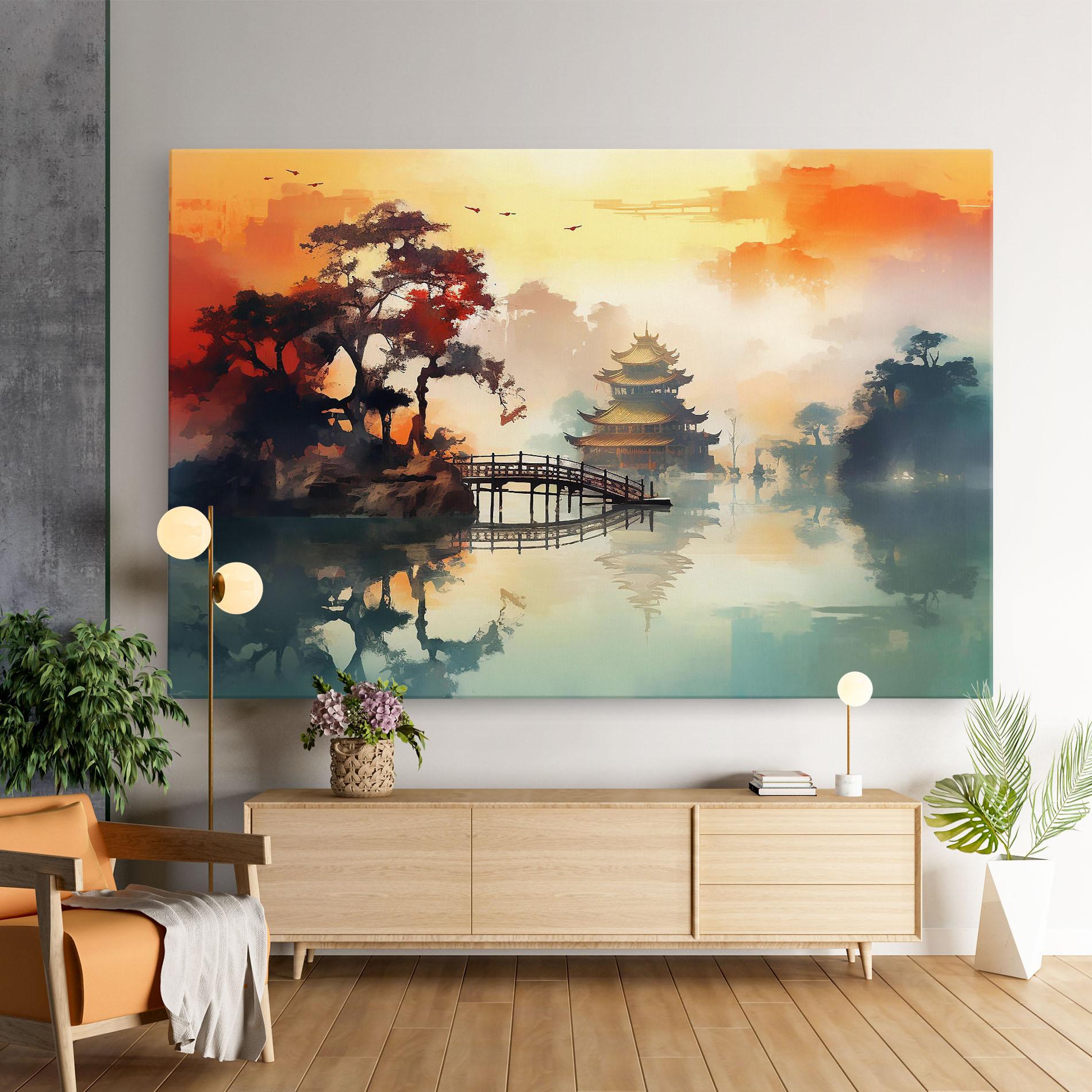 Tablou Canvas Sunset Fog Water mockup 9