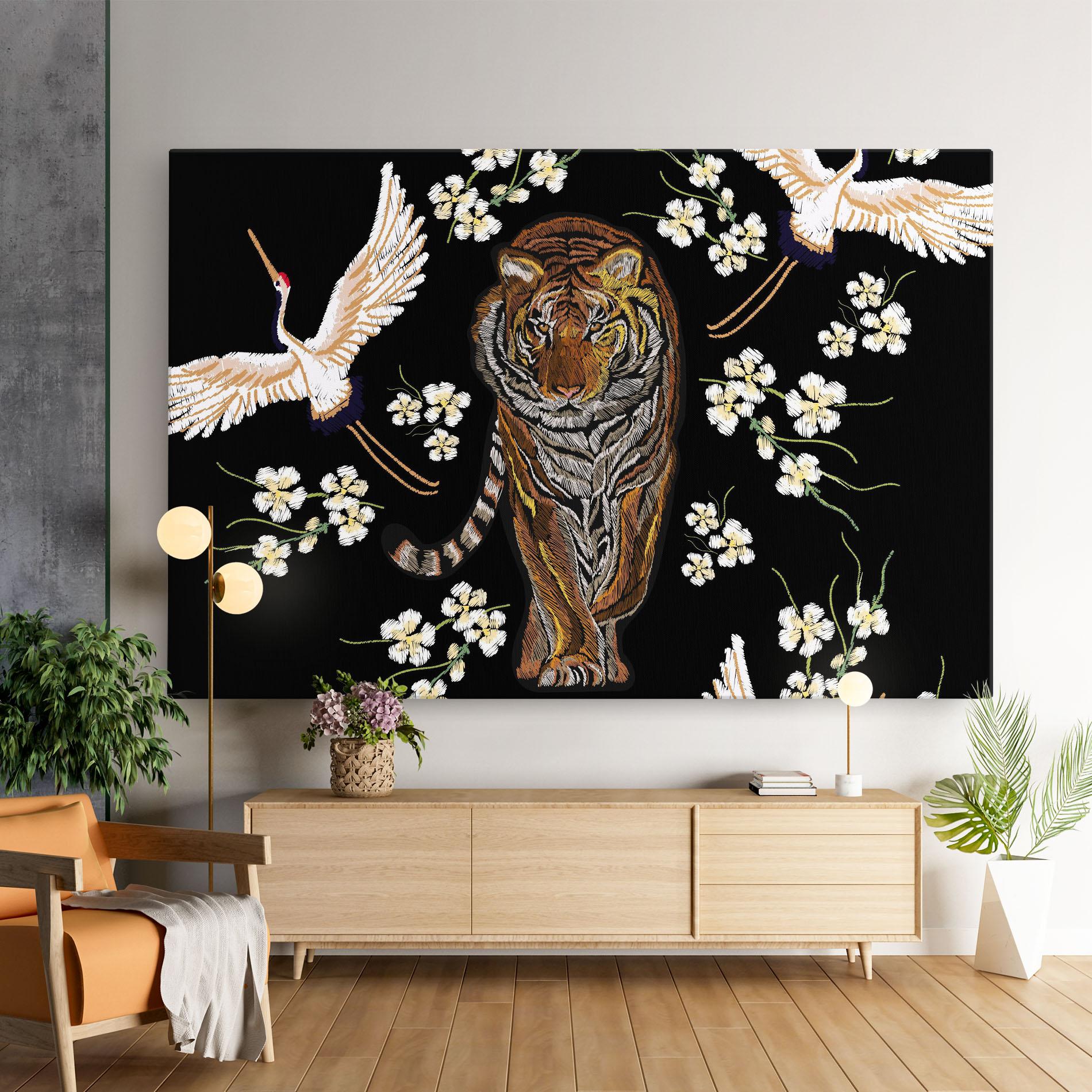 Tablou Canvas Tiger Birds Art mockup 9
