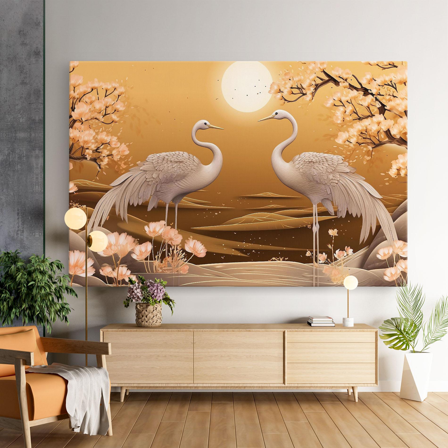 Tablou Canvas White Chinese Birds mockup 9