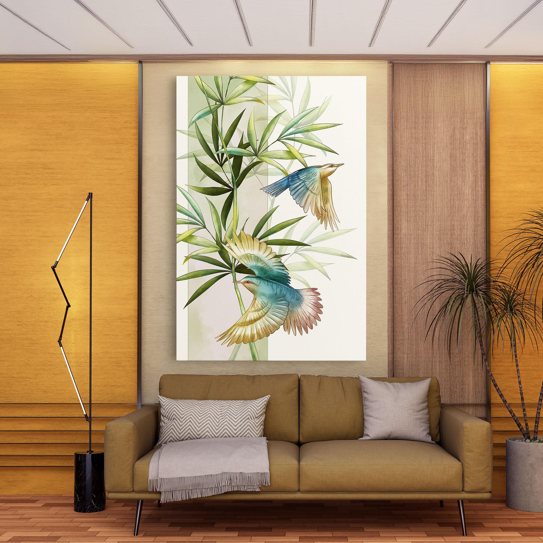 Tablou Canvas Asiatic Blue Birds mockup 9