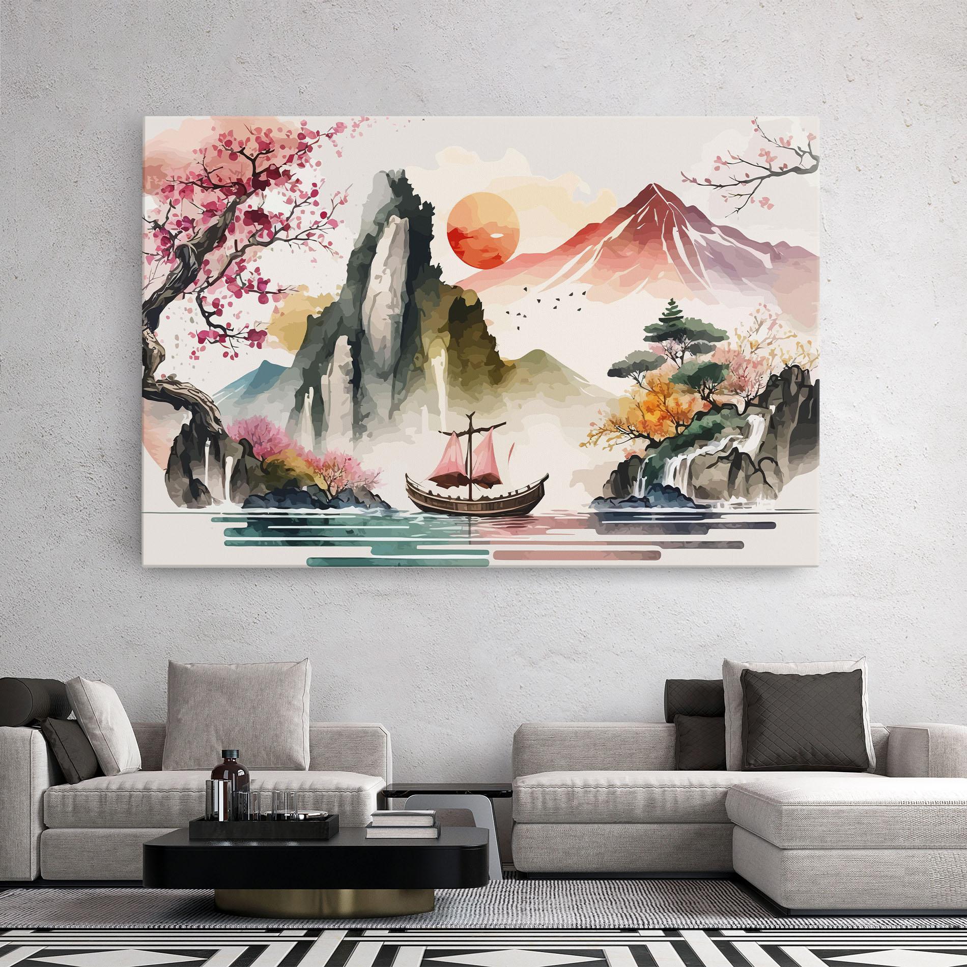 Tablou Canvas Asian Orange Sunset mockup 2