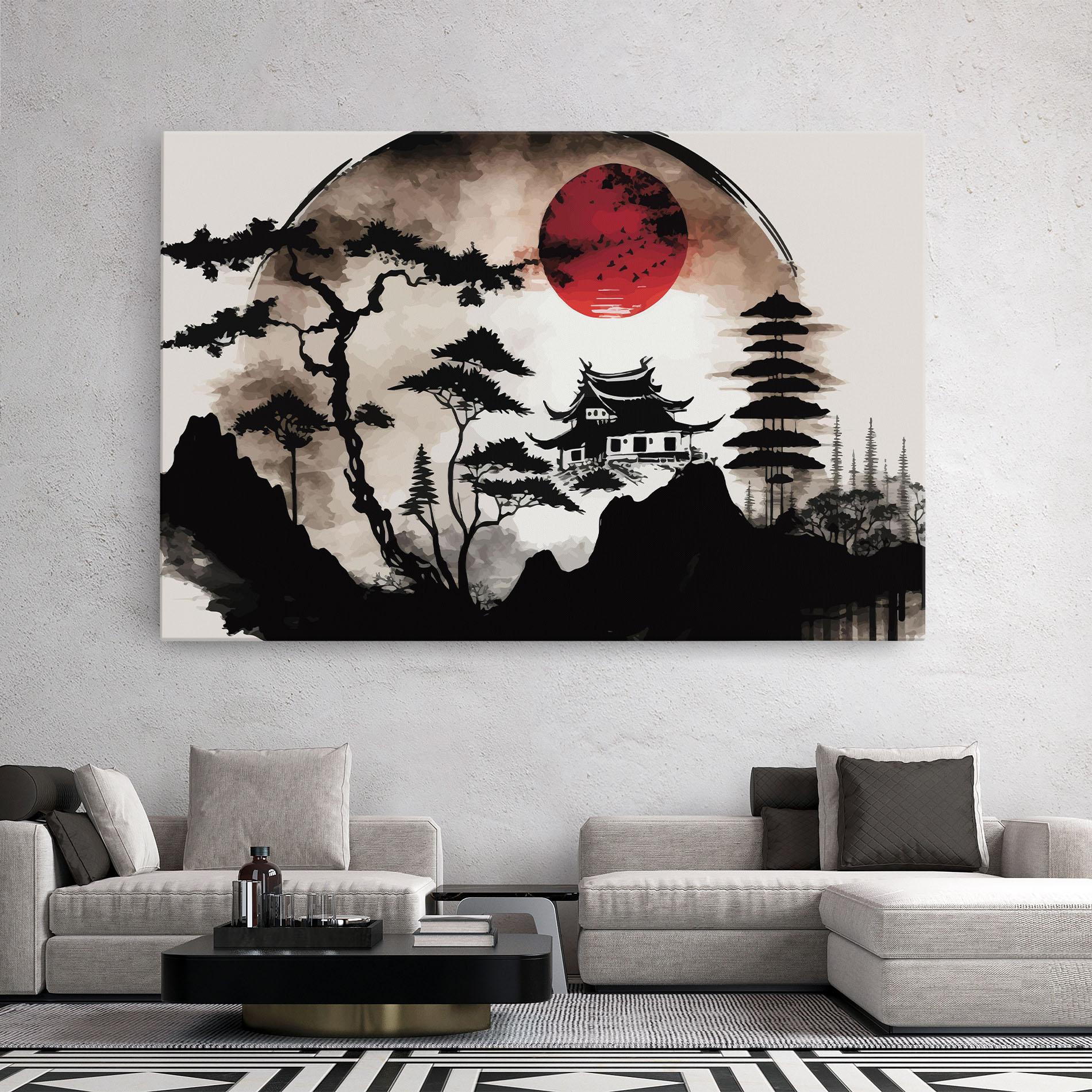 Tablou Canvas Asian Red Moon mockup 2