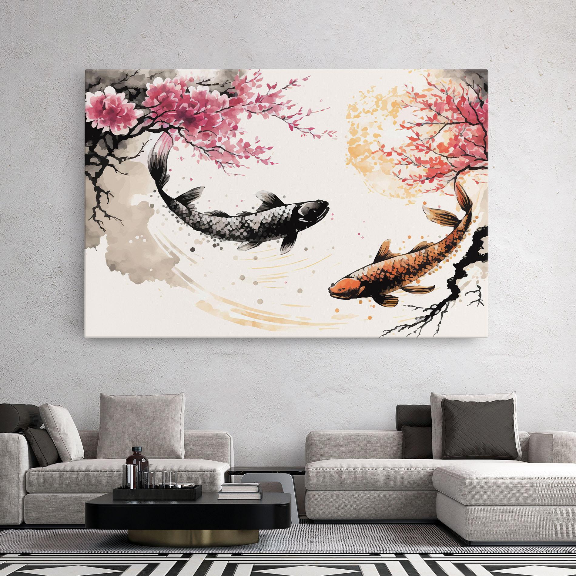 Tablou Canvas Asiatic Flower Fish mockup 2