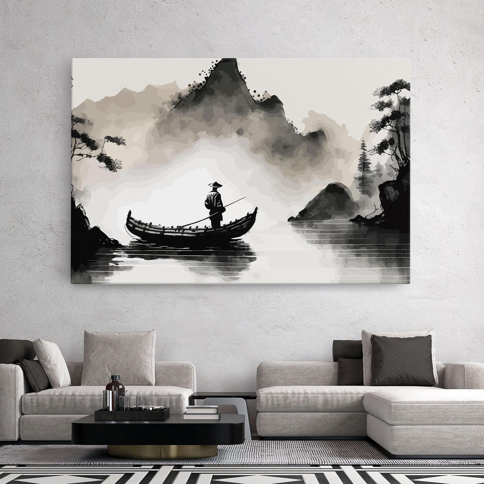 Tablou Canvas Black Ink Boat mockup 2