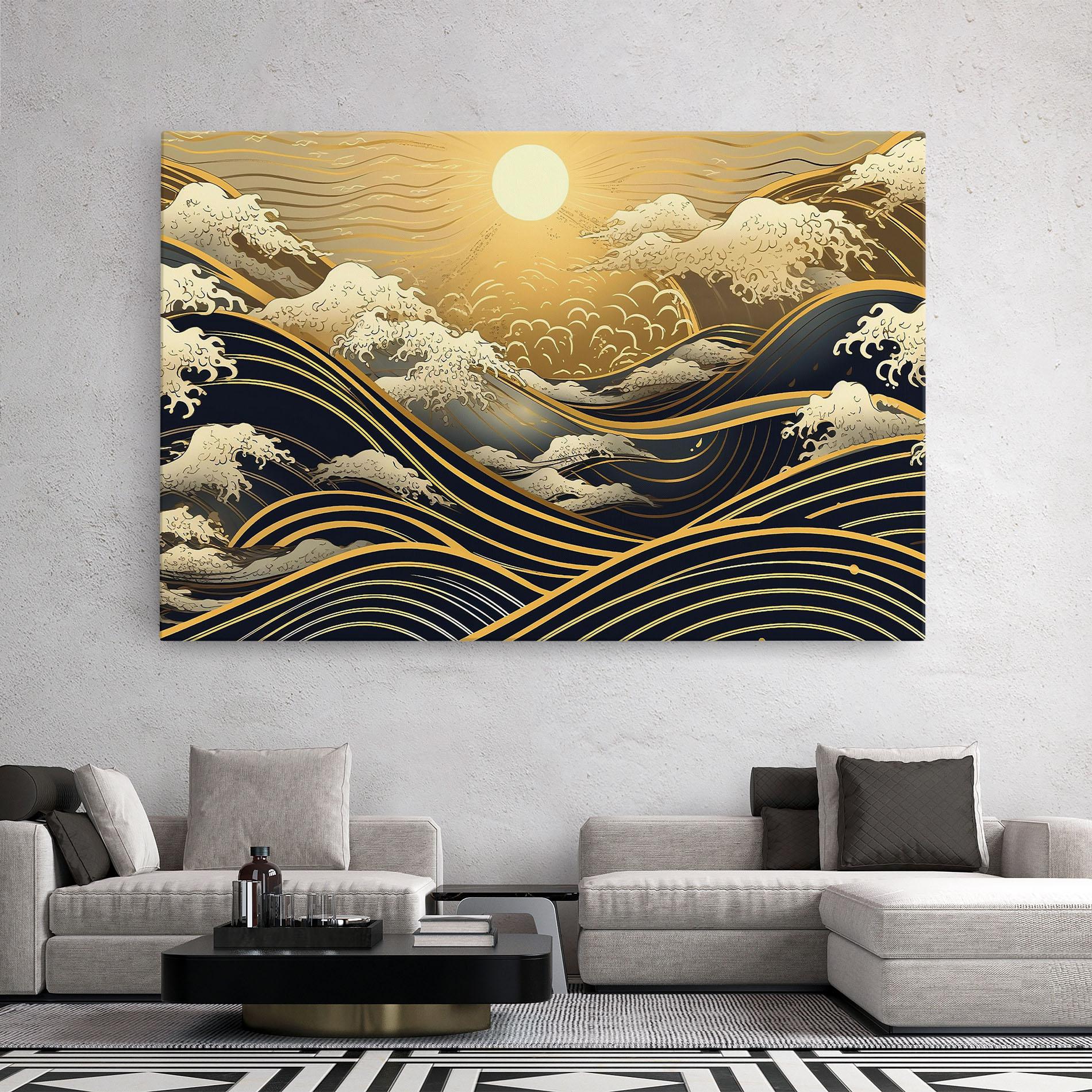 Tablou Canvas Gold Waves Landscape mockup 2