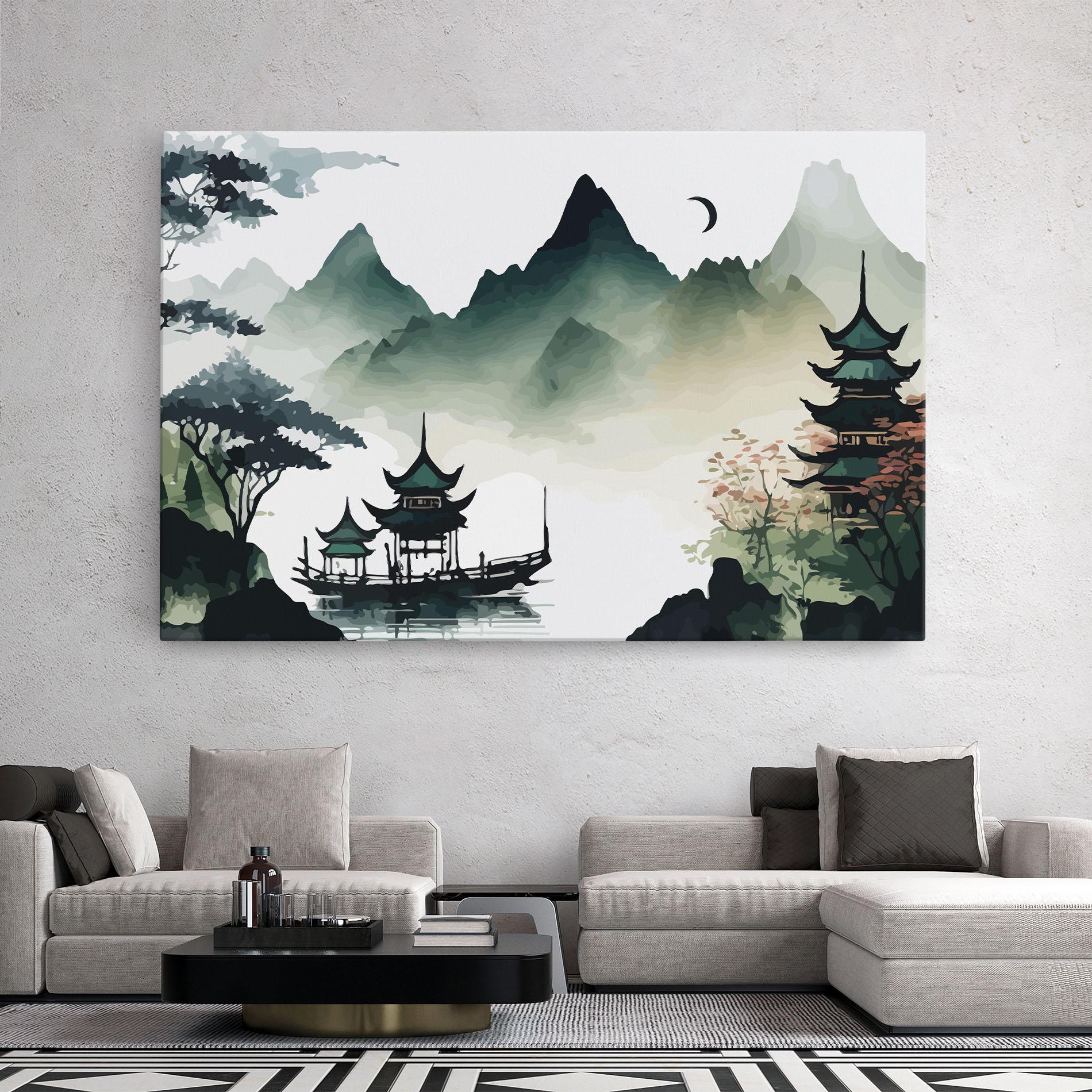 Tablou Canvas Green Mountain Moon mockup 2