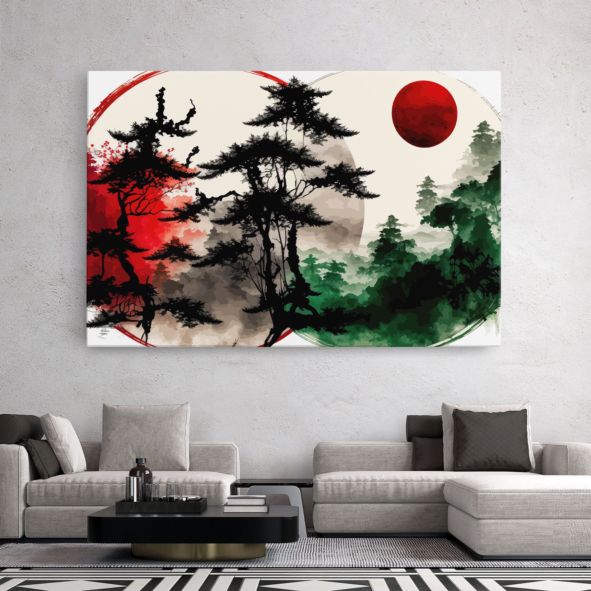 Green Red Tree Art mockup 2
