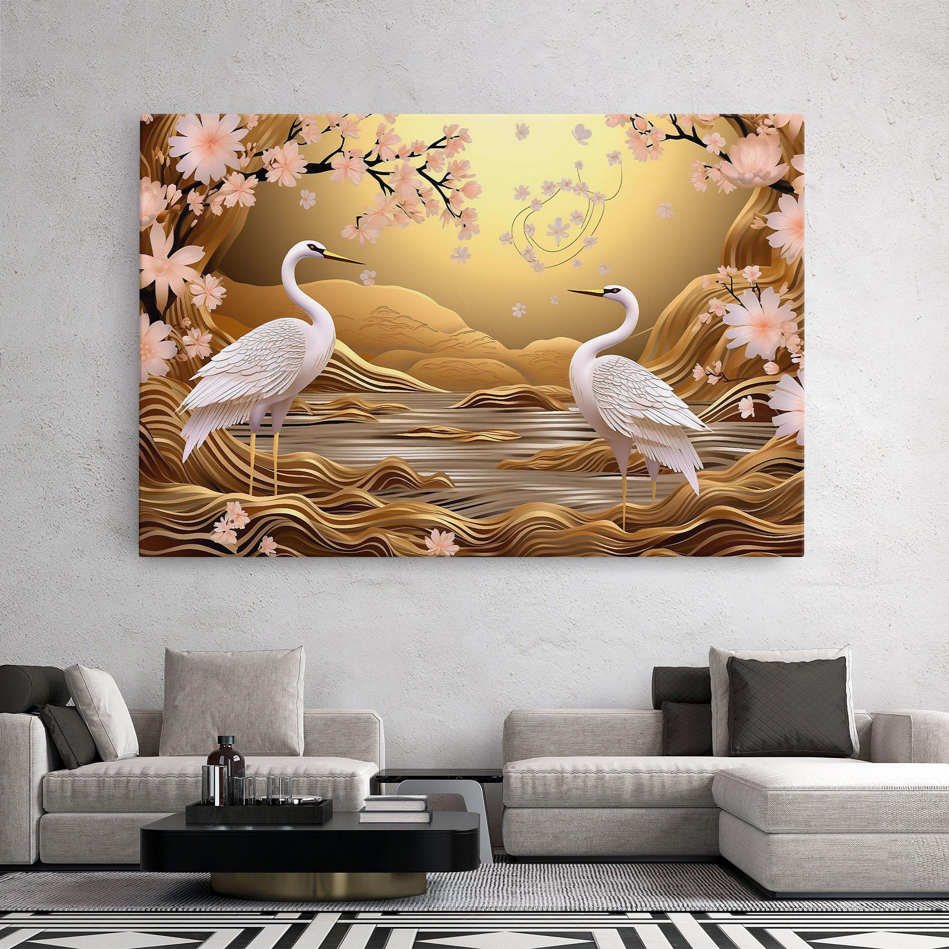 Tablou Canvas Pink Chinese Flowers mockup 2