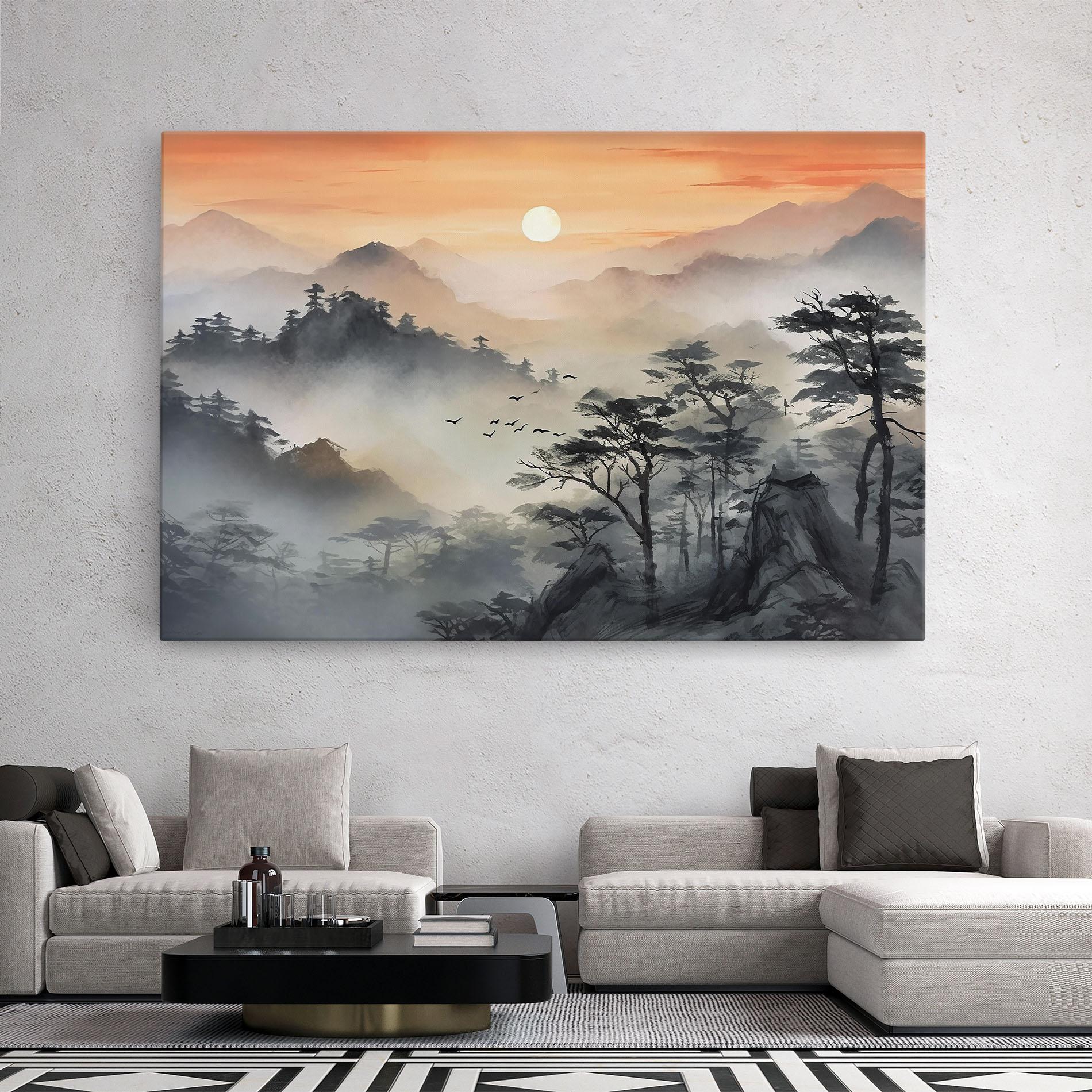 Tablou Canvas Sunset Fog mockup 2