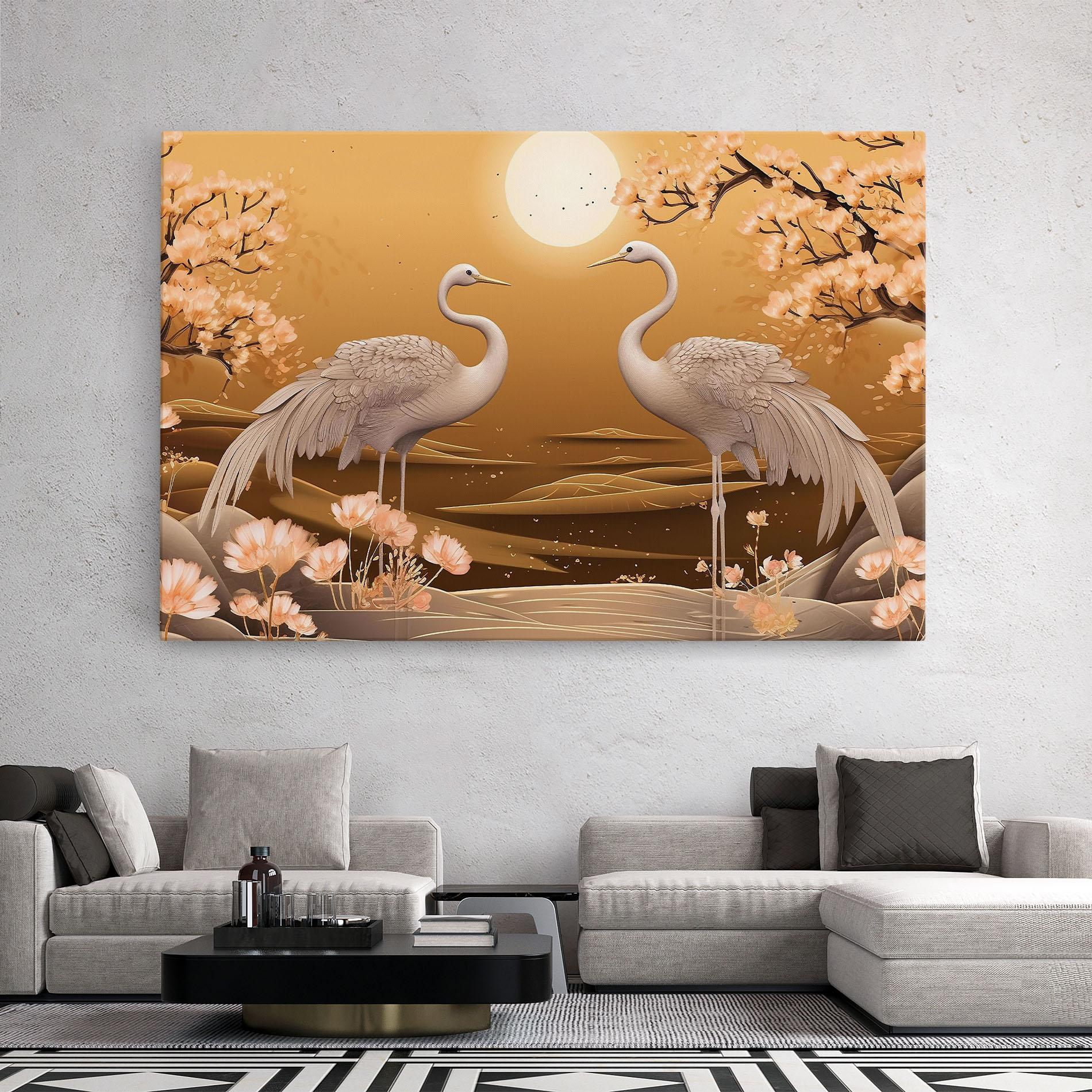 Tablou Canvas White Chinese Birds mockup 2