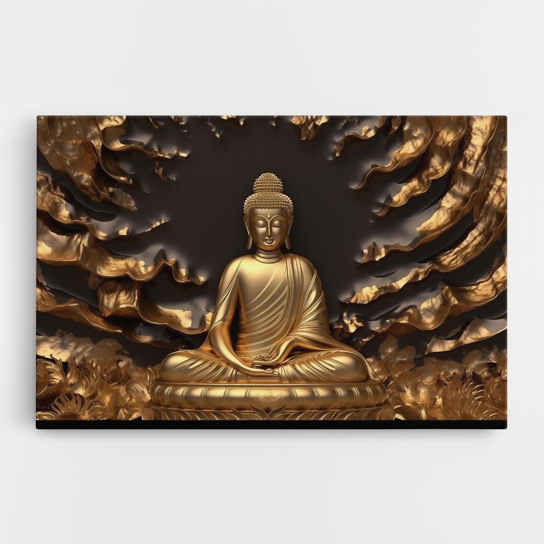 Tablou Canvas Gold 3d Buddha mockup 0