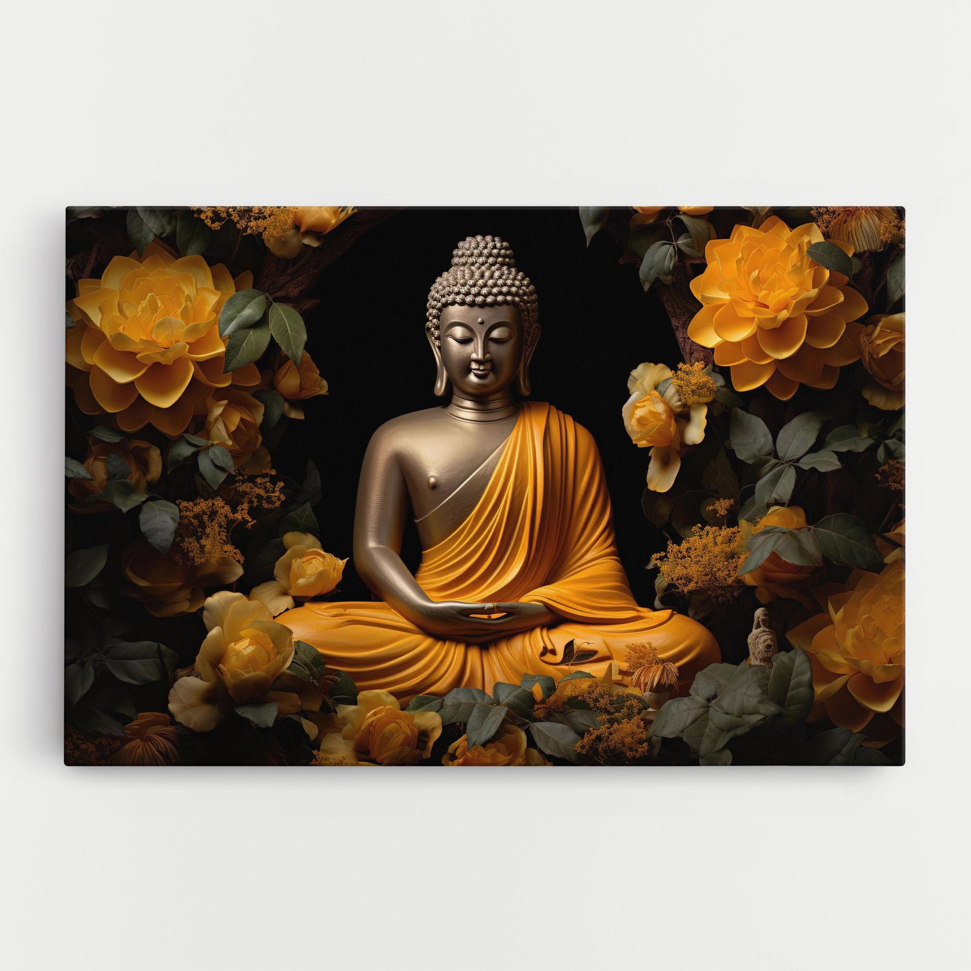 Tablou Canvas Gold Buddha Flower mockup 0