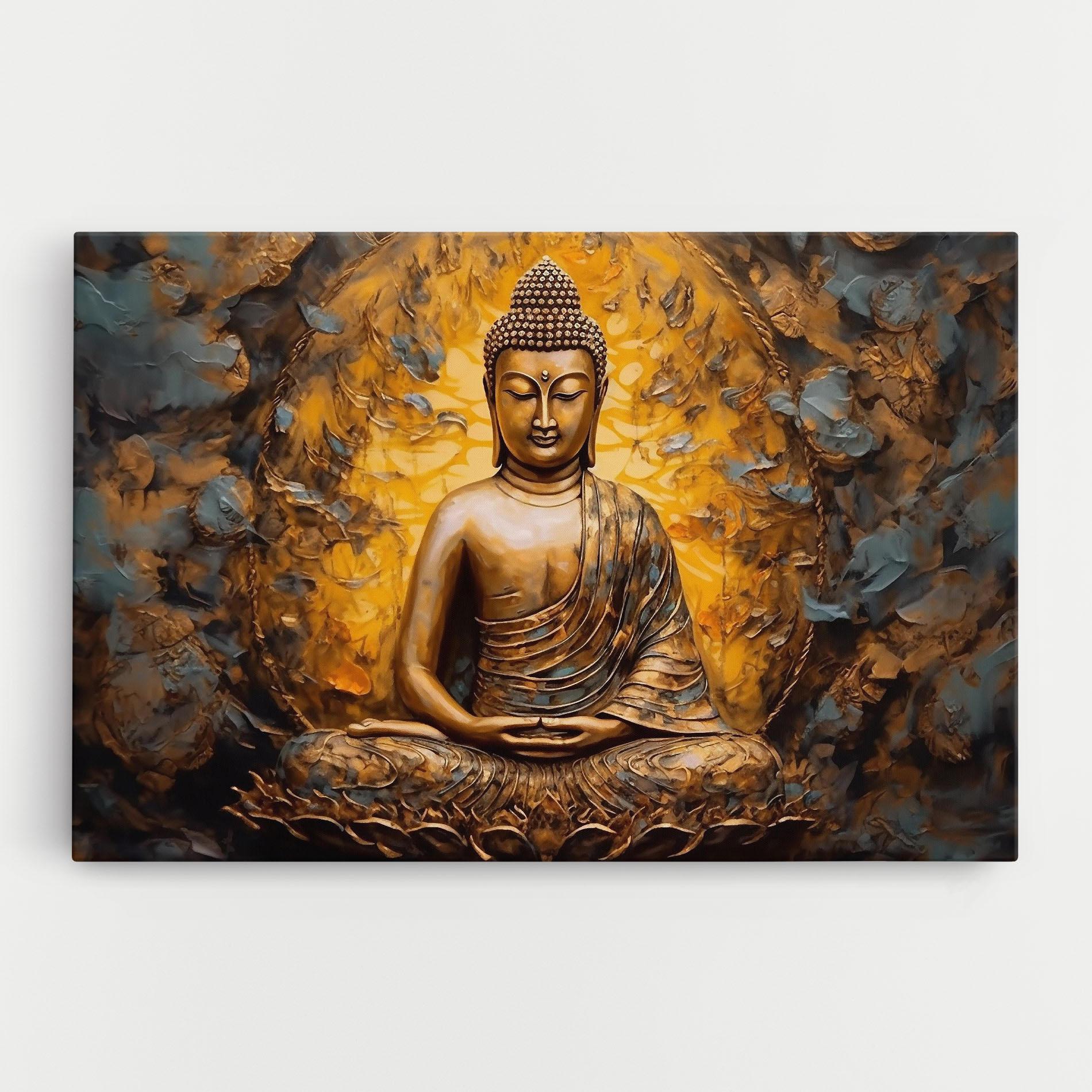 Tablou Canvas Gold Grey Buddha mockup 0