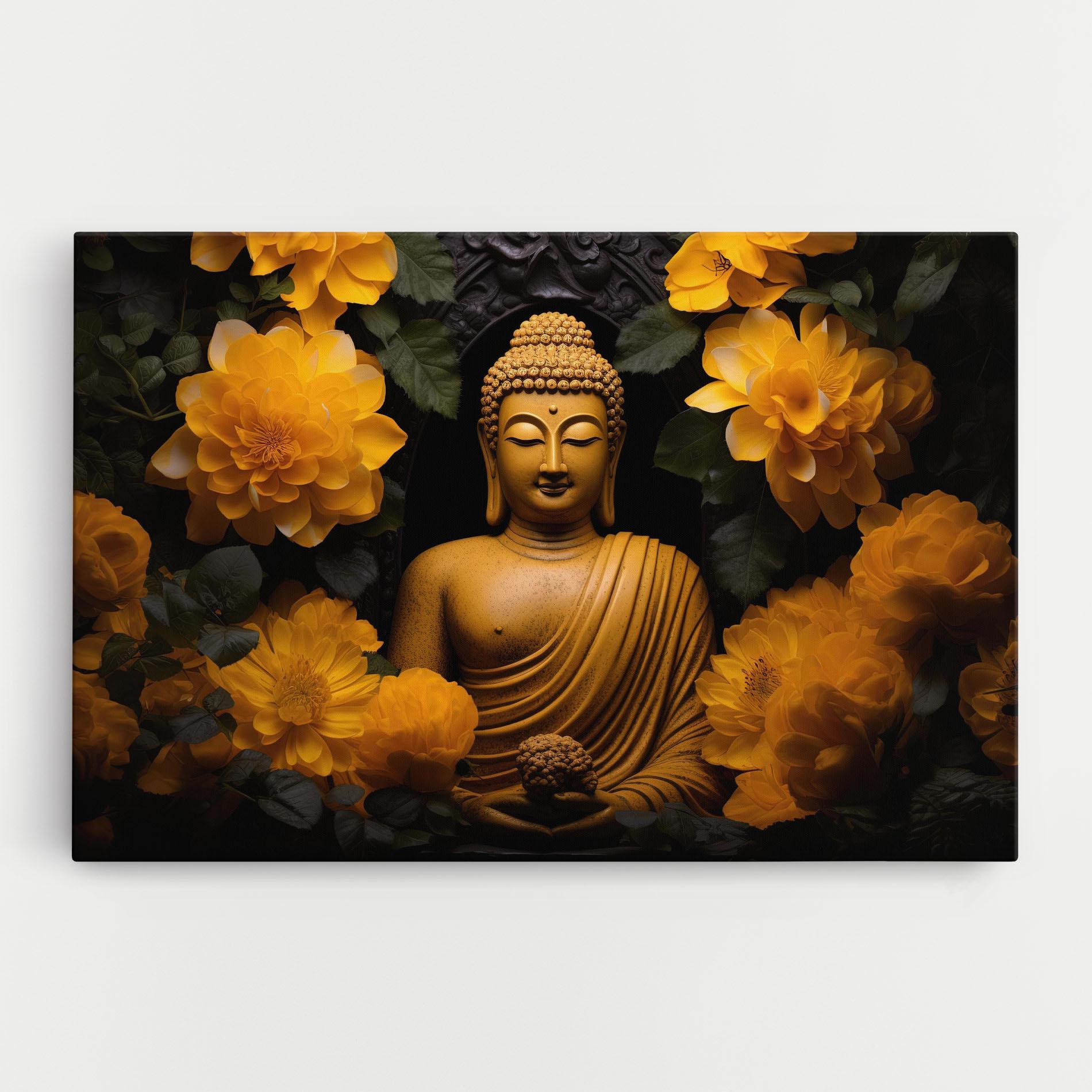 Tablou Canvas Vecteezy_buddha Statue Surrounded By Yellow Flowers Ai Generated_27745002_860 mockup 0