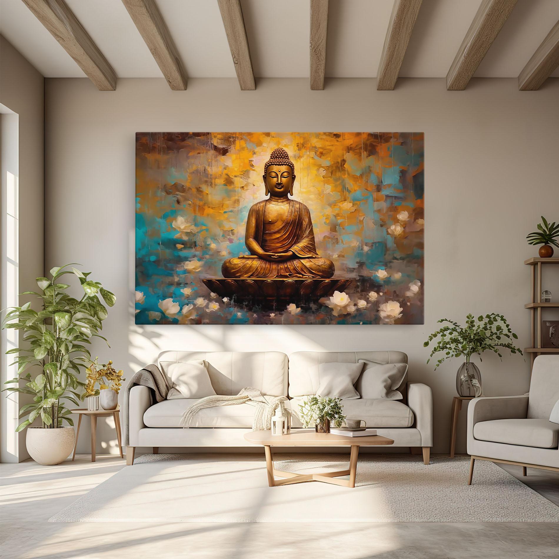 Tablou Canvas Blue Gold Buddha mockup 6