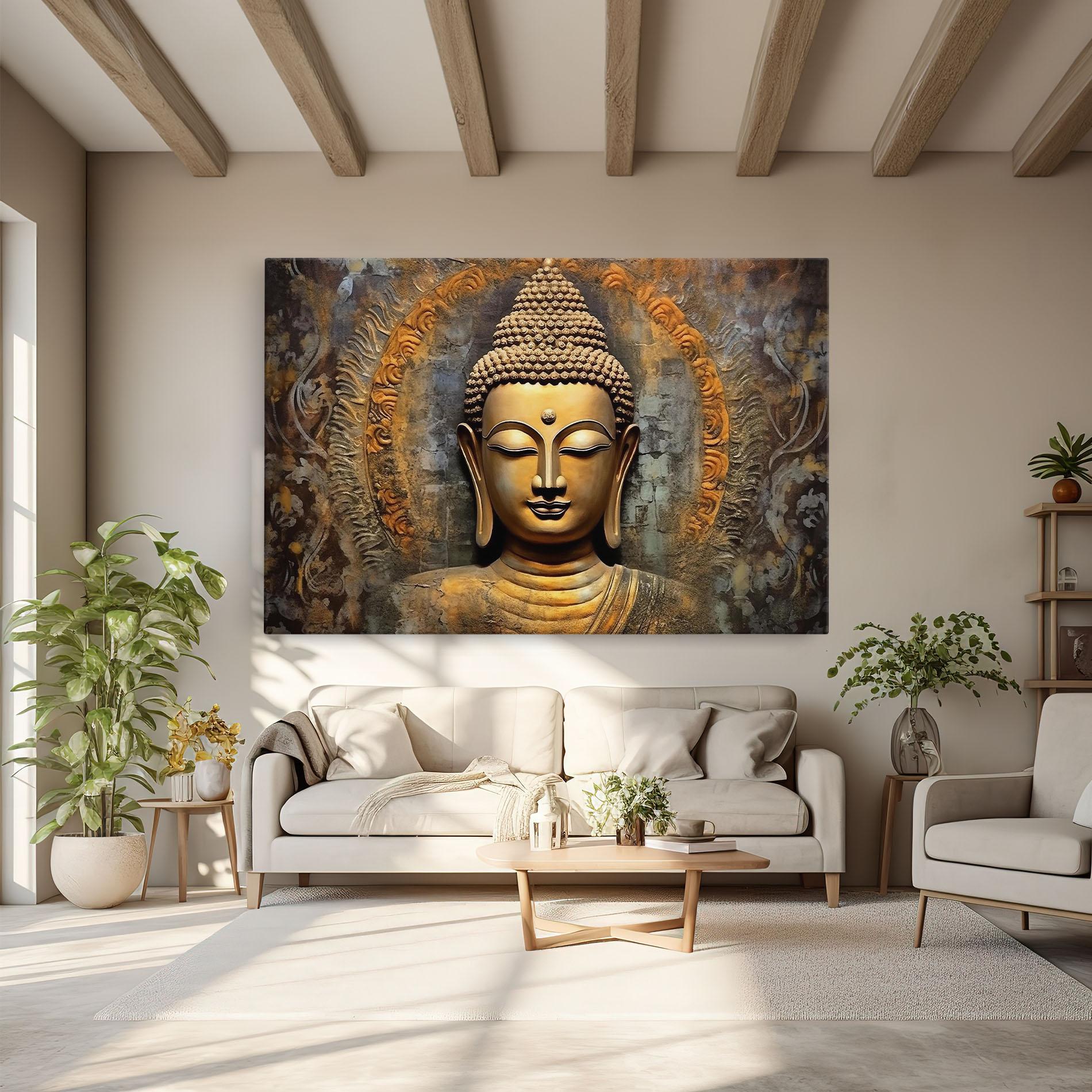 Tablou Canvas Buddha 3d Head mockup 6