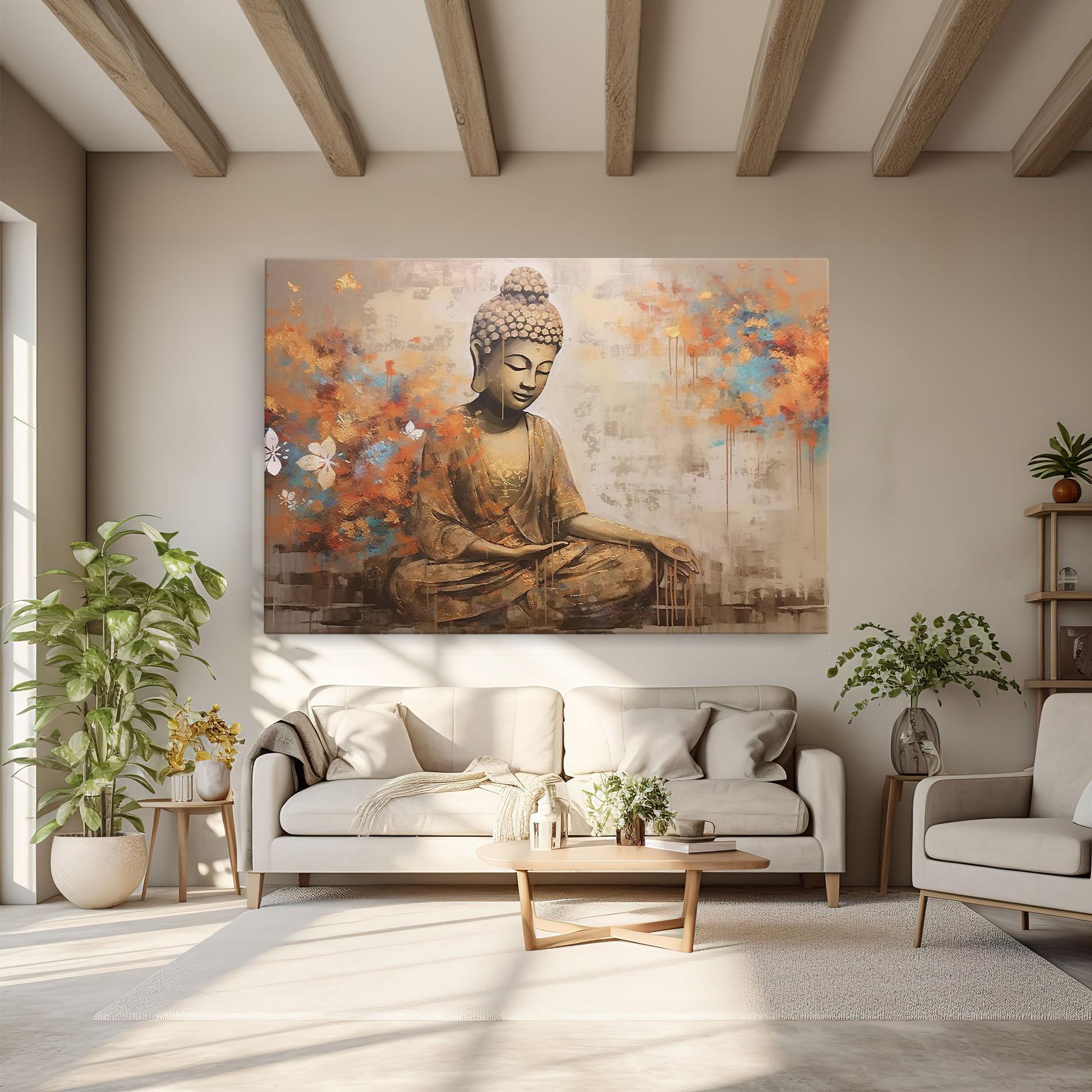 Tablou Canvas Buddha Cream Blue mockup 6