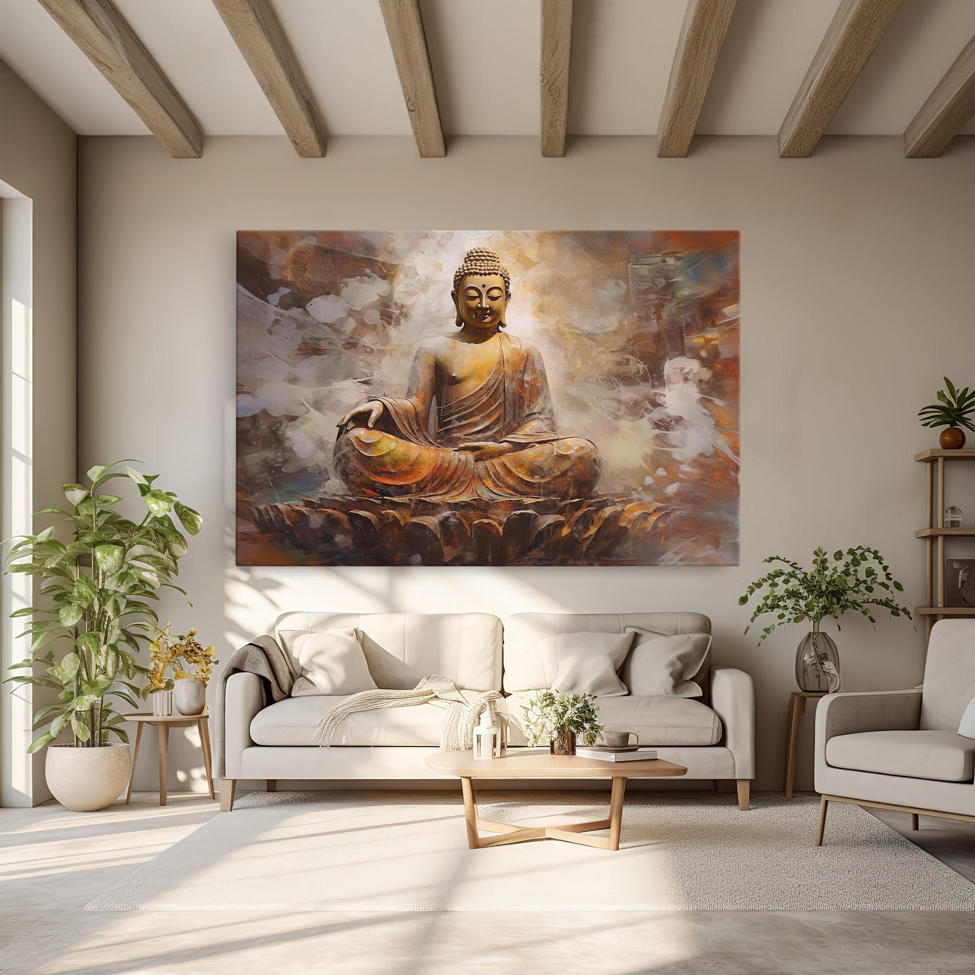Tablou Canvas Cream Orange Buddha mockup 6