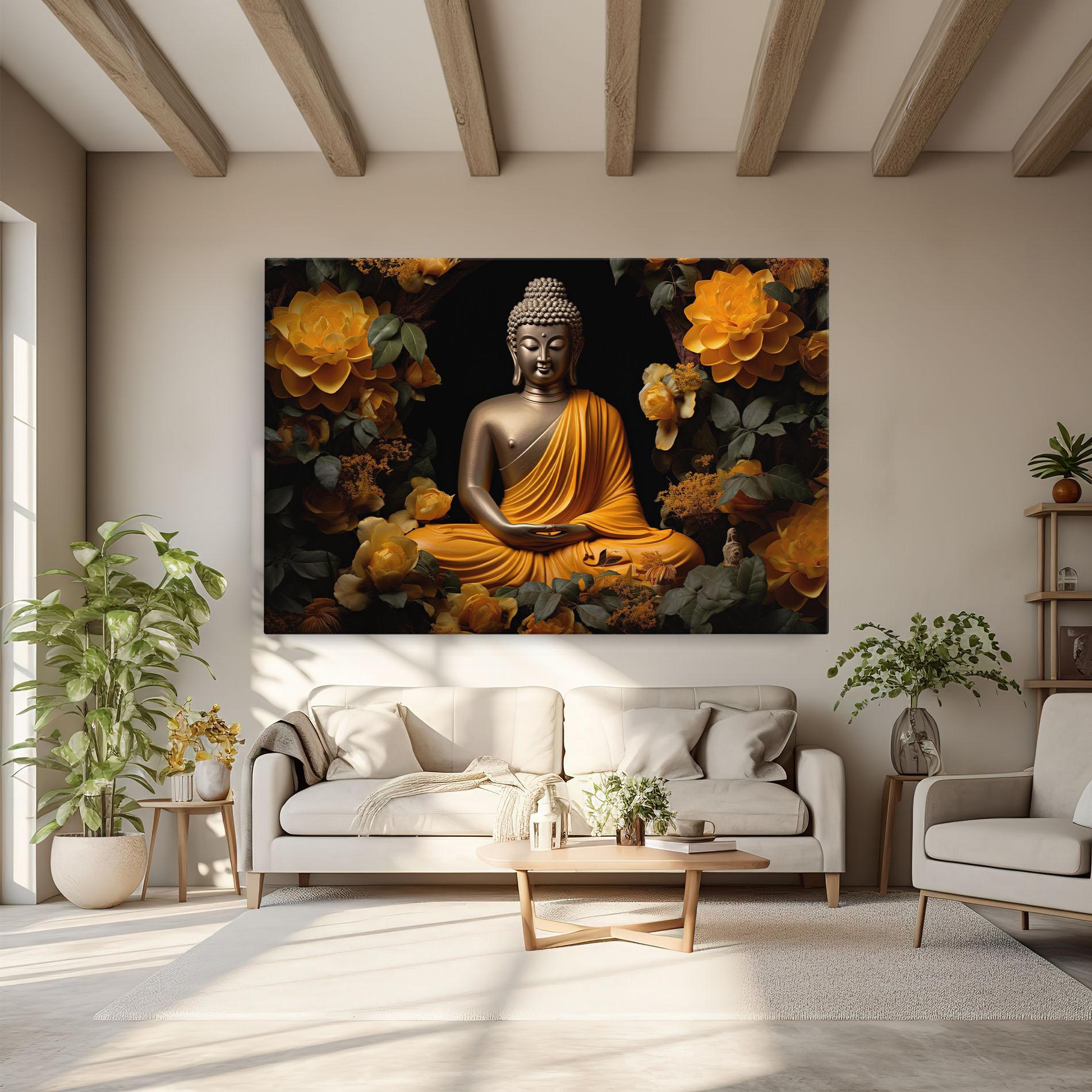 Tablou Canvas Gold Buddha Flower mockup 6