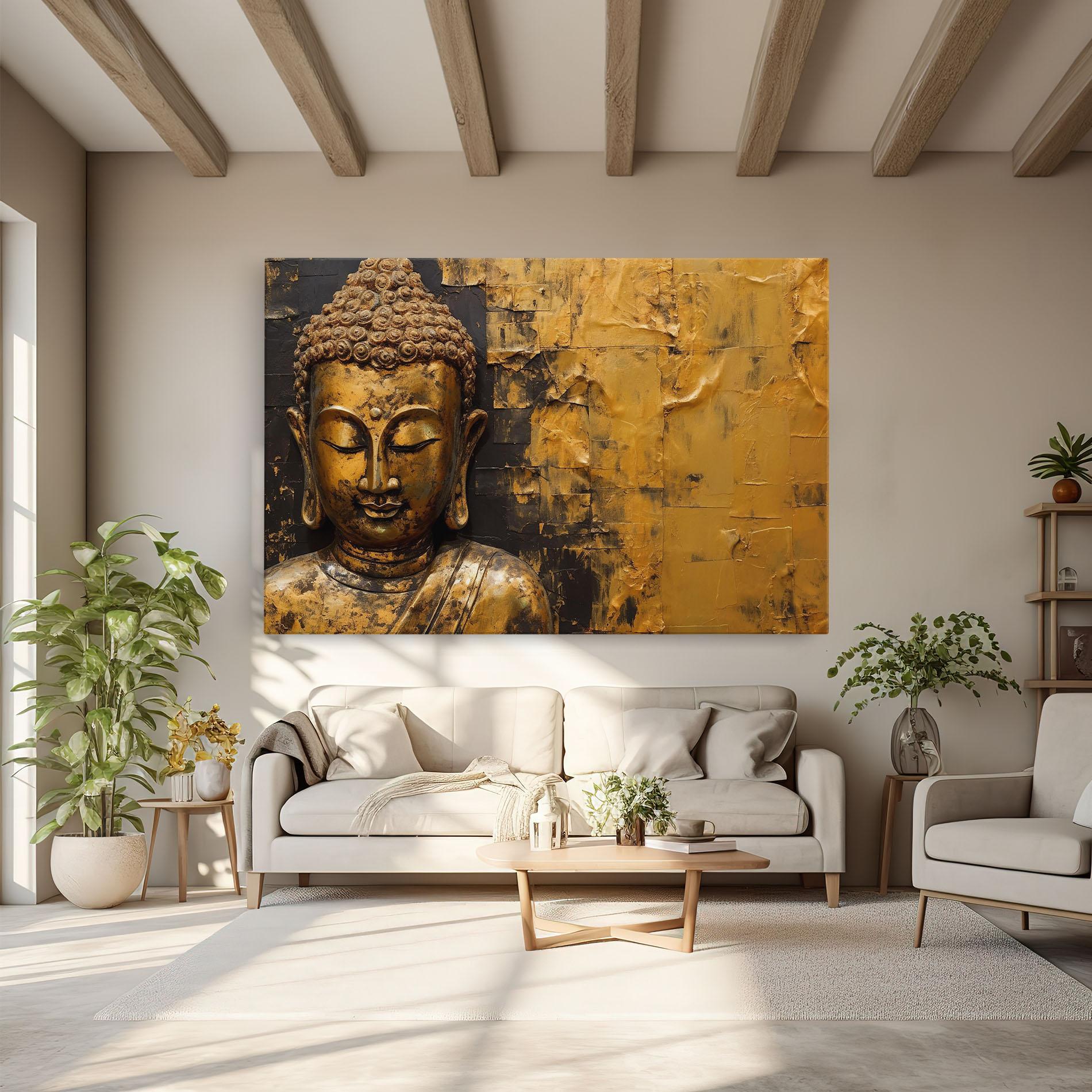 Tablou Canvas Gold Paint Buddha mockup 6