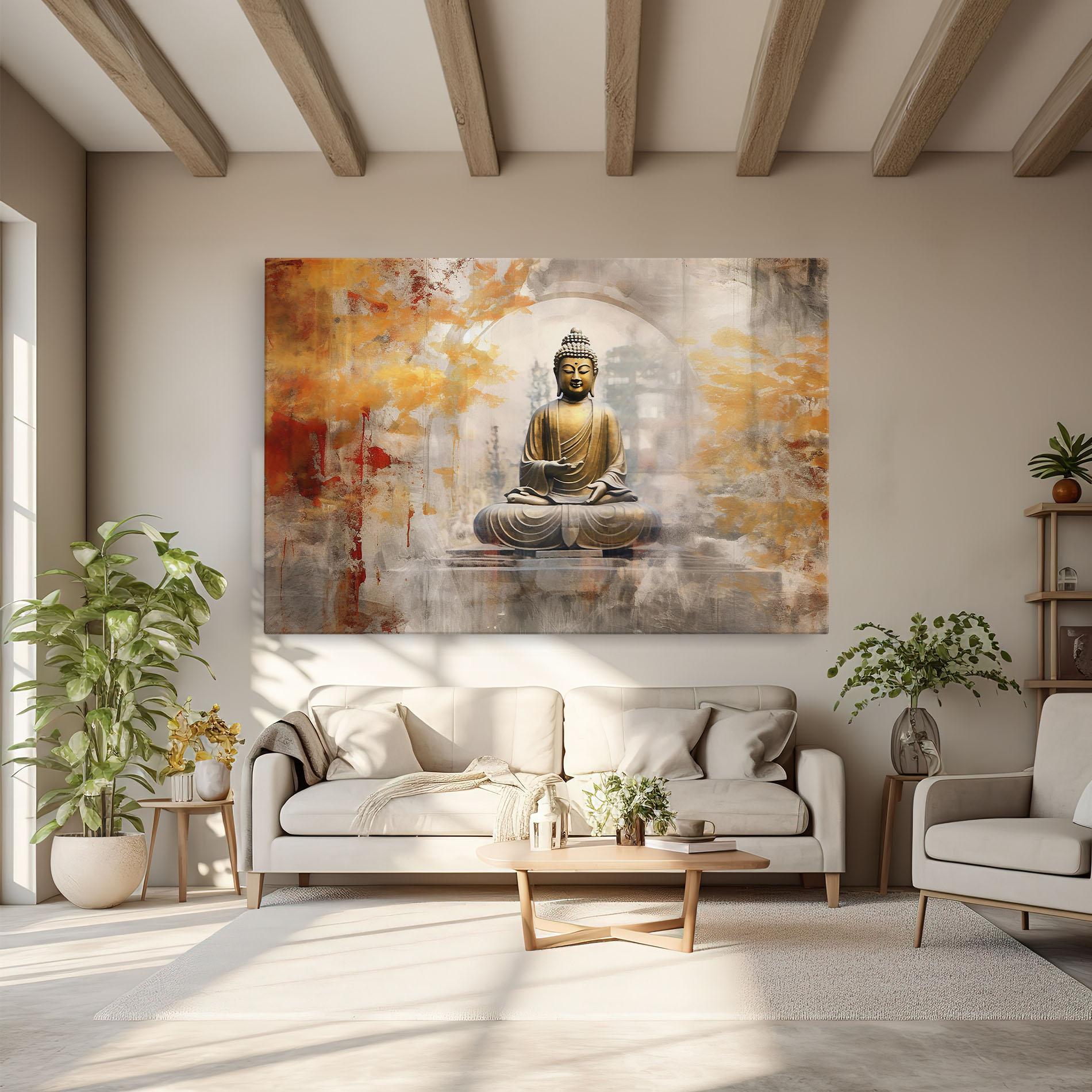 Tablou Canvas Grey Gold Buddha mockup 6