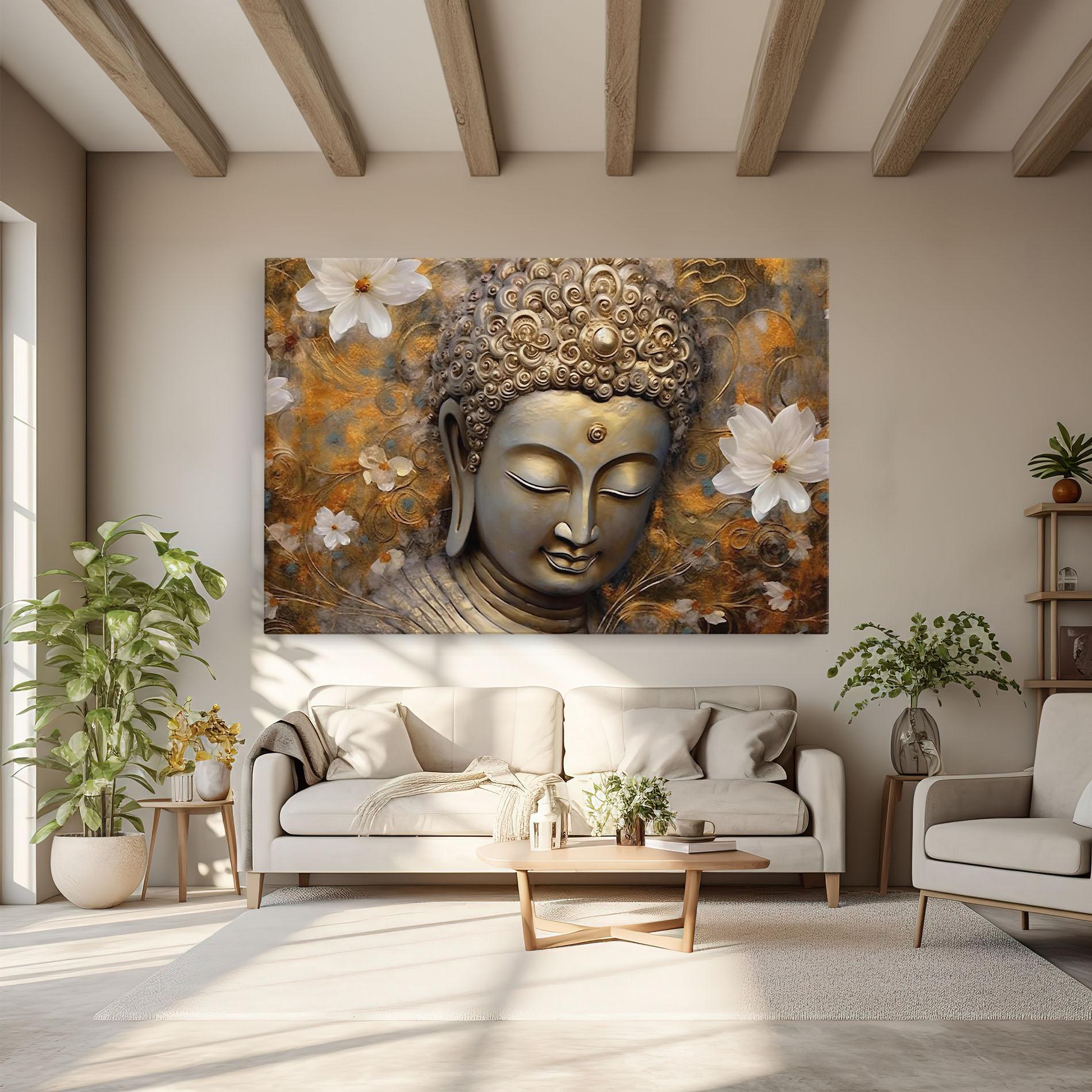 Tablou Canvas White Flower Buddha Art mockup 6