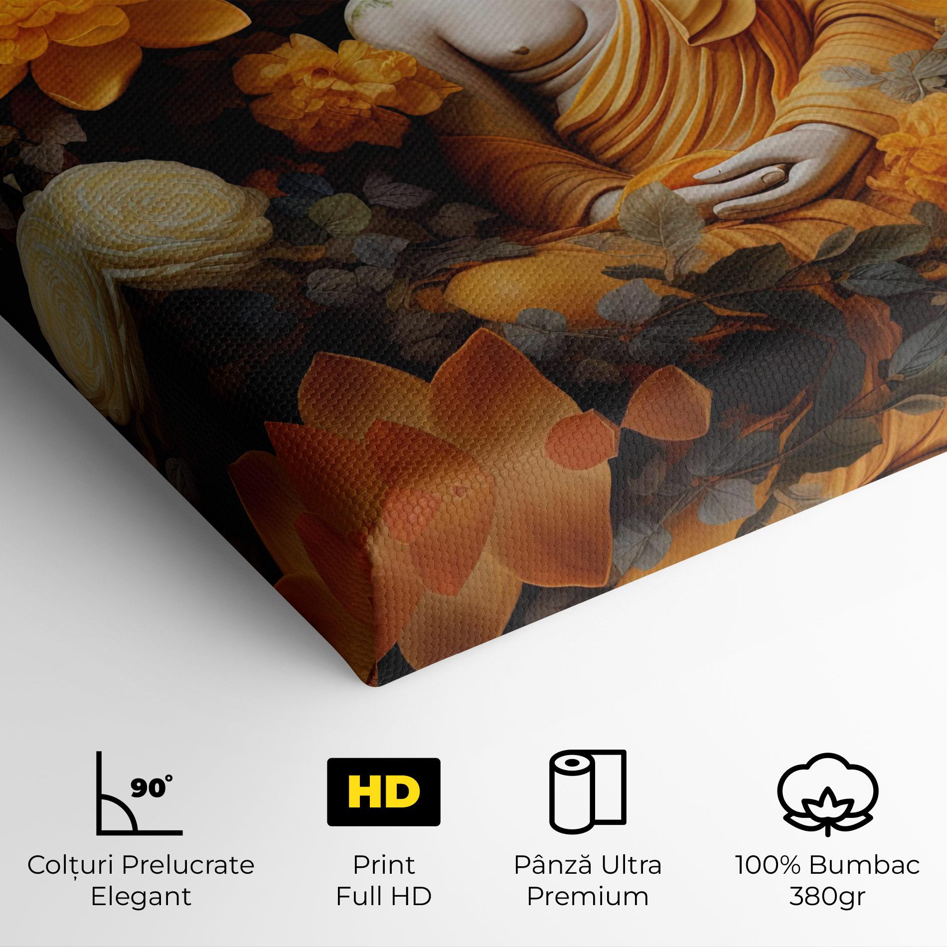 Tablou Canvas Buddha Big Flowers mockup 4