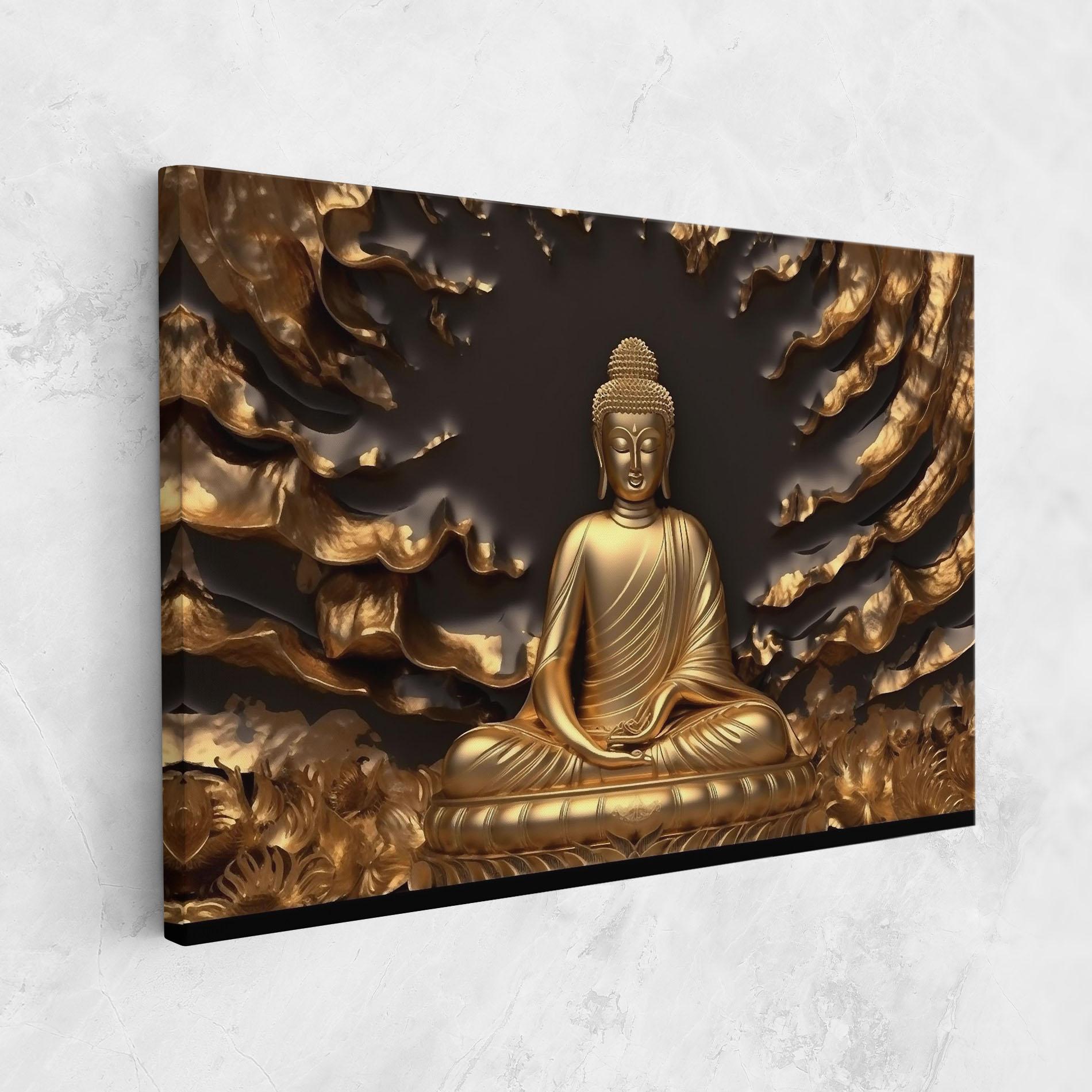 Tablou Canvas Gold 3d Buddha mockup 1