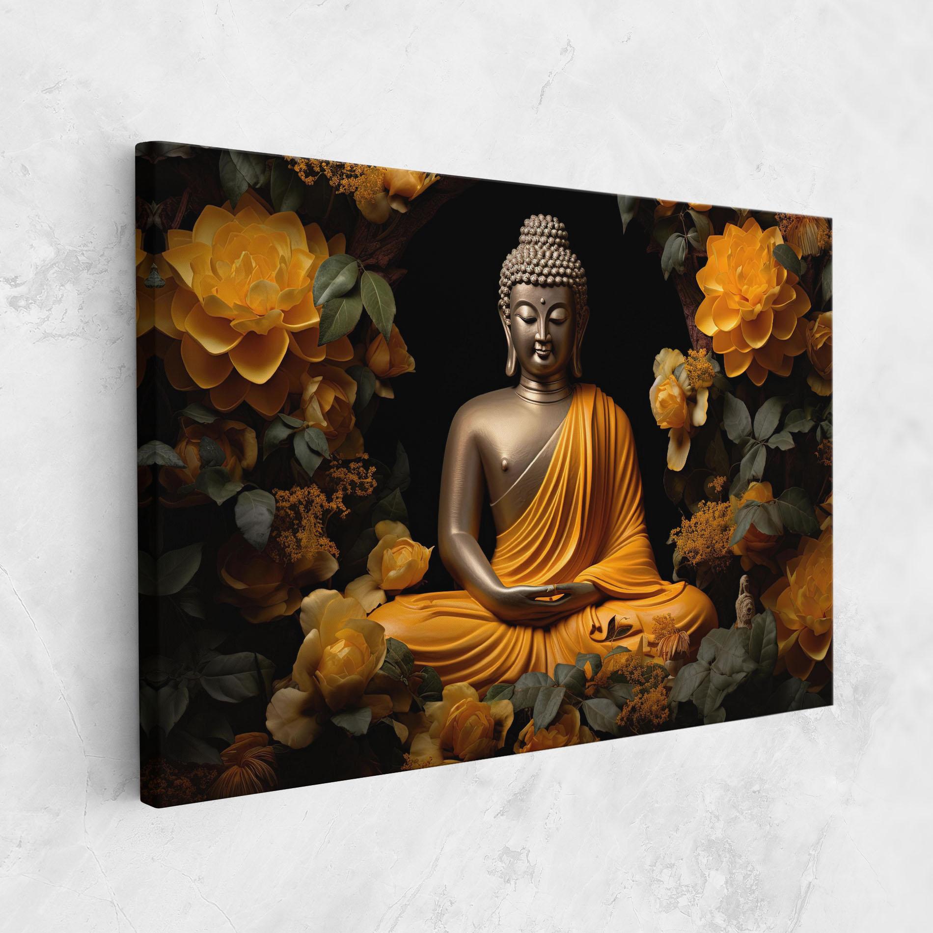 Tablou Canvas Gold Buddha Flower mockup 1