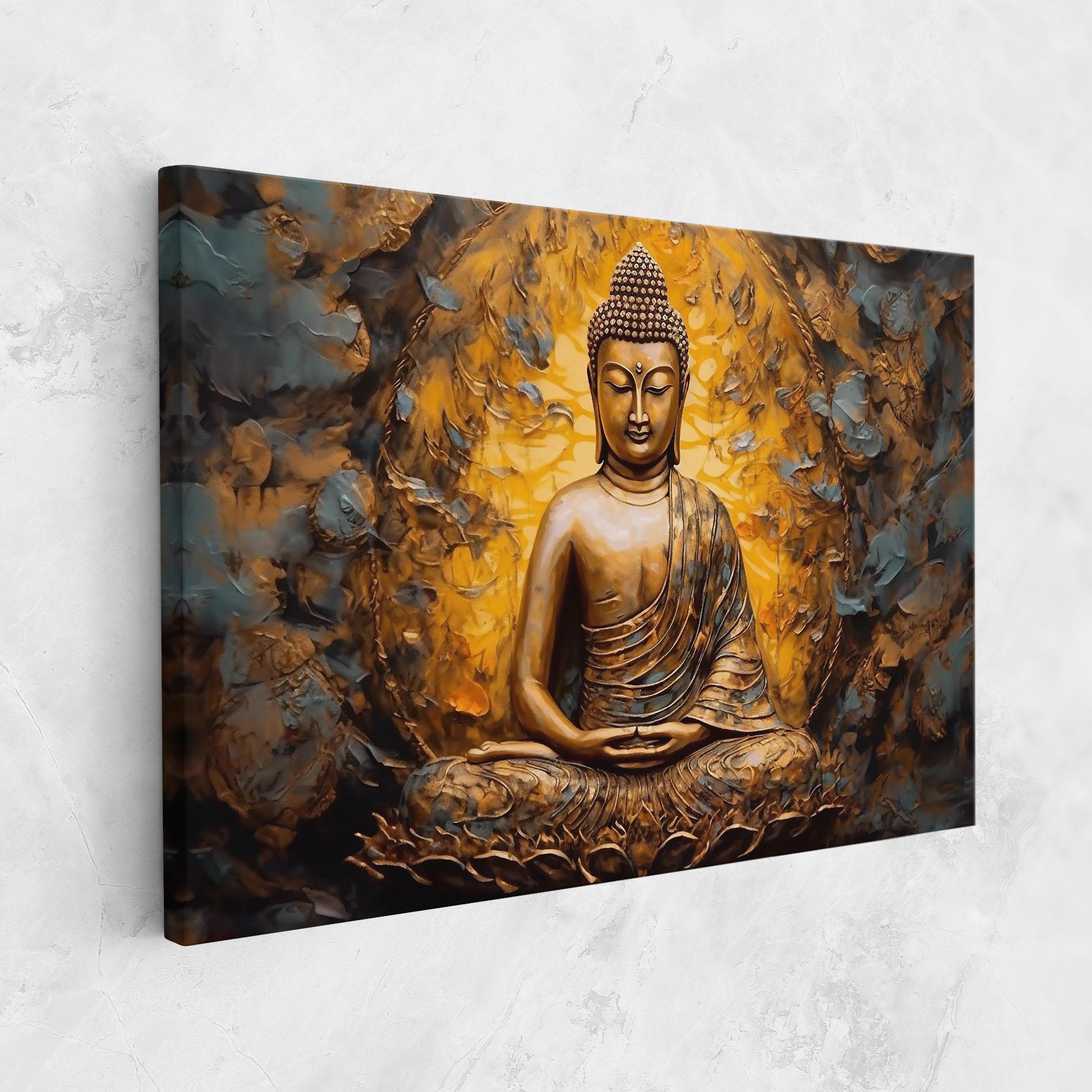 Tablou Canvas Gold Grey Buddha mockup 1