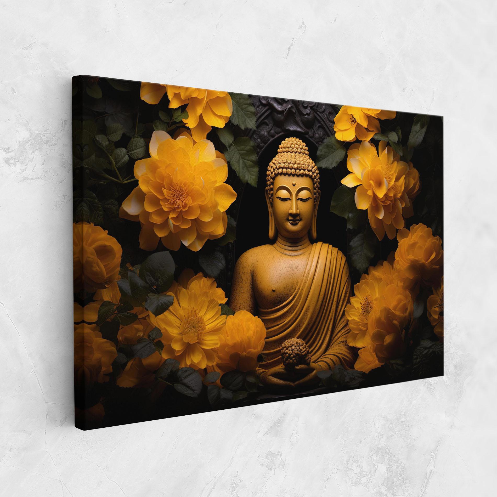 Tablou Canvas Vecteezy_buddha Statue Surrounded By Yellow Flowers Ai Generated_27745002_860 mockup 1